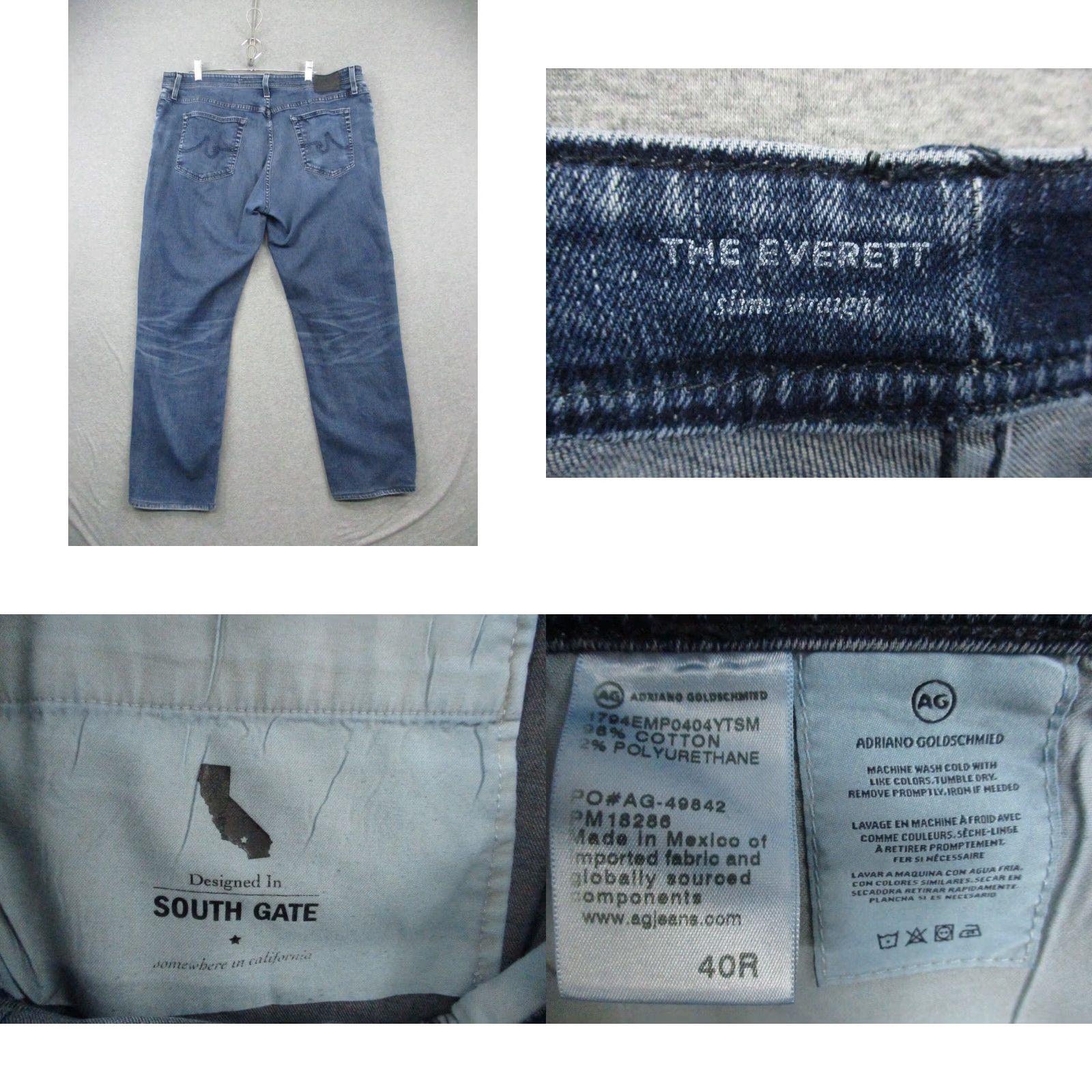 Vintage AG Adriano Goldschmied Jeans The Everett Slim Straight 40x29 Blue Mens Regular 5-Pocket Cotton Blend Vintage No Size US 40 / EU 56 - 8 Thumbnail