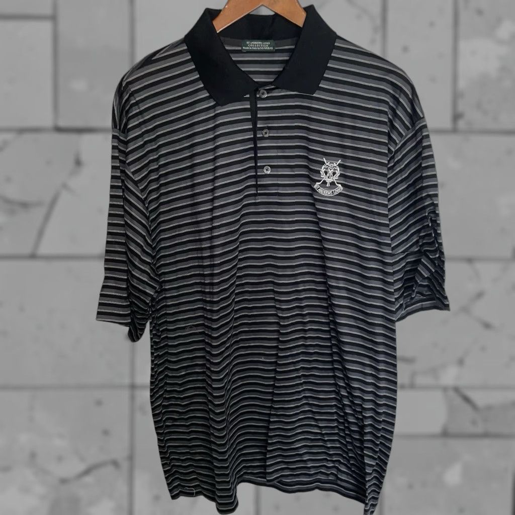 Vintage St Andrews Links Polo Shirt Striped Black Mens XL Size Size US XL / EU 56 / 4 - 1 Thumbnail