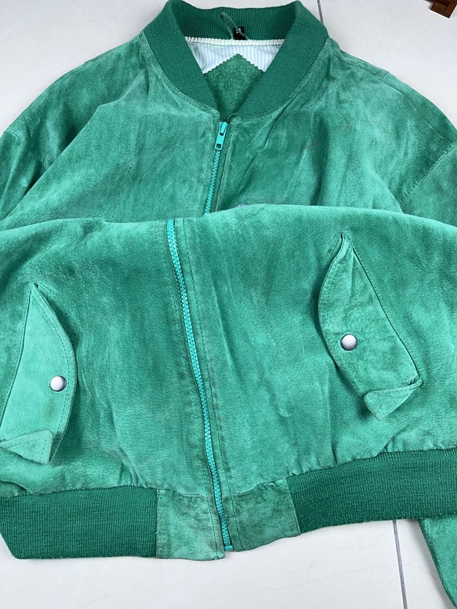 Other ➕ vintage 90s suede genuine leather green jacket chain stitc Size US XL / EU 56 / 4 - 6 Thumbnail