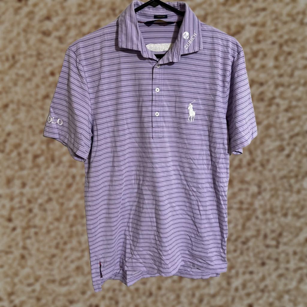 Polo Ralph Lauren Polo Ralph Lauren Golf Shirt NetJets Zurich Purple Stripes Lisle Men's Small S Size US S / EU 44-46 / 1 - 1 Thumbnail