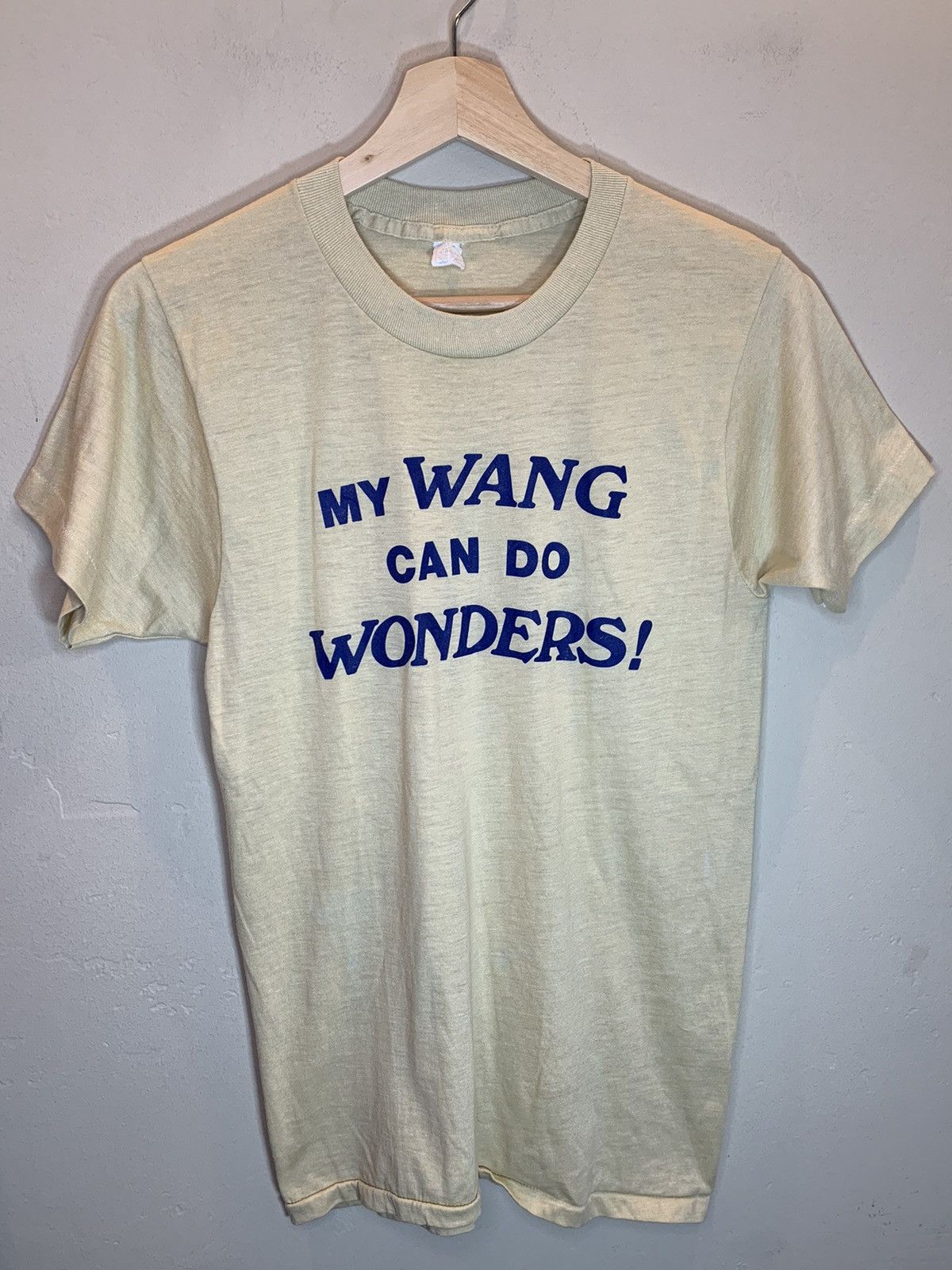 Vintage RARE Vintage 70s My Wang Can Do Wonders! Single Stitch Shirt Size US M / EU 48-50 / 2 - 1 Thumbnail