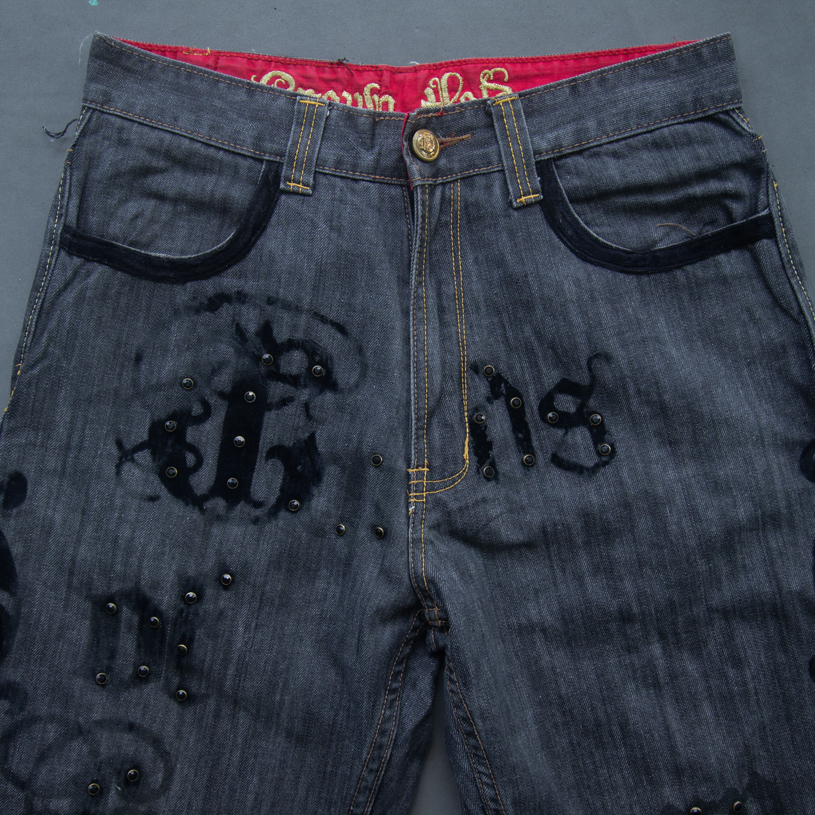 If Six Was Nine × Japanese Brand × Le Grande Bleu (L.G.B.) CROWN HOLDER VELVET ART JEANS Size US 32 / EU 48 - 6 Thumbnail