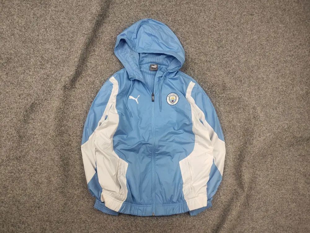 Puma Puma Manchester City Soccer Zip Jacket Blue Hooded Vintage Size US M / EU 48-50 / 2 - 1 Thumbnail