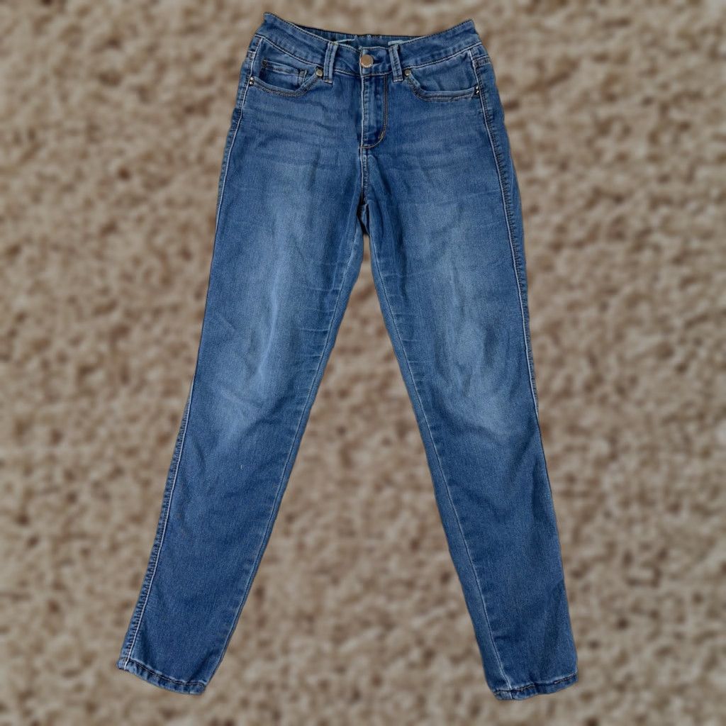 Vintage Seven7 Jeans Womens Jeans Mid Rise Blue Denim Skinny Cotton Blend Embroidered 4 Size 27" / US 4 / IT 40 - 1 Thumbnail