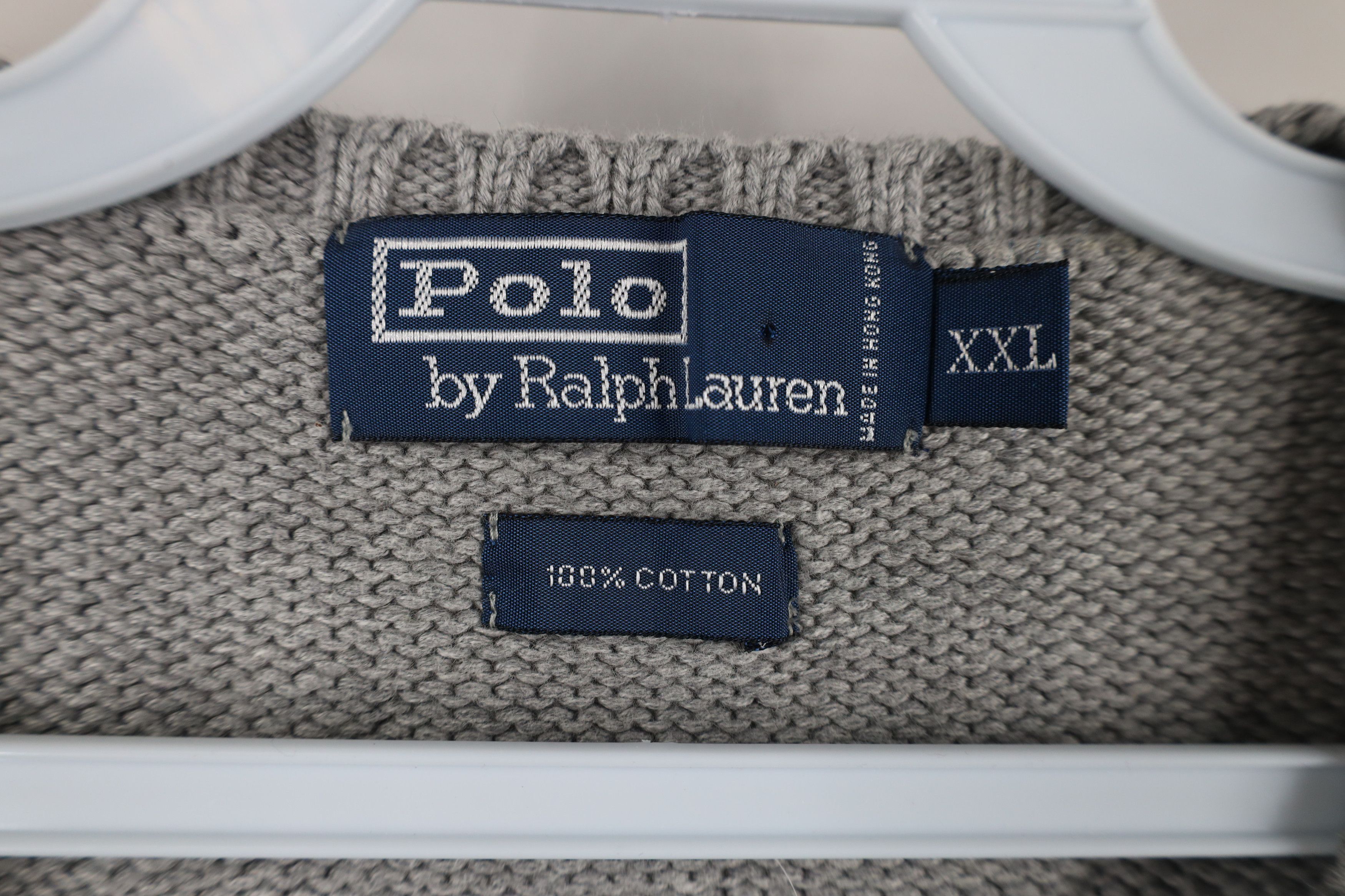 Ralph Lauren × Vintage Vintage 90s Ralph Lauren Cotton V-Neck Sweater Vest Gray Size US XXL / EU 58 / 5 - 6 Thumbnail