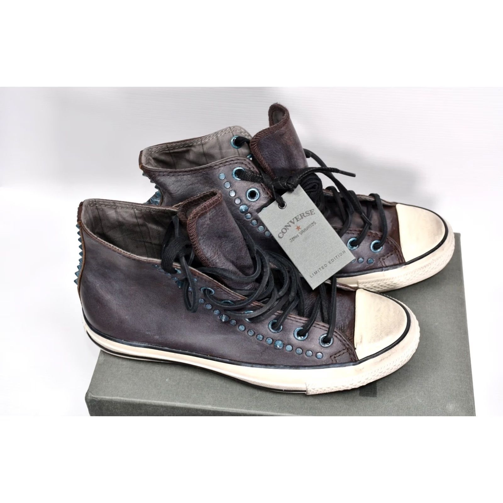 John Varvatos Converse by John Varvatos All Star Chuck Taylor Brown Leather Studded Men's 42.5 Shoes Casual Leather Studded Brown 42.5 US 9 Mens Shoes Size US 9 / EU 42 - 7 Thumbnail
