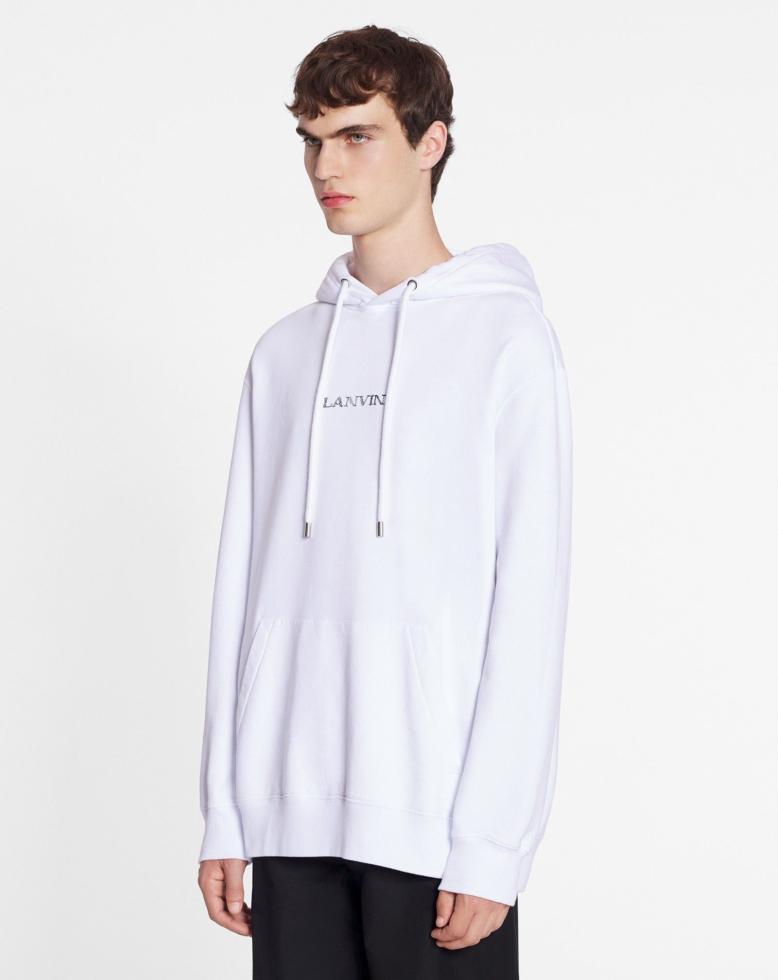 Lanvin o1mle0825 Unisex Loose-Fitting Logo Hoodie in White Size US XXL / EU 58 / 5 - 5 Thumbnail