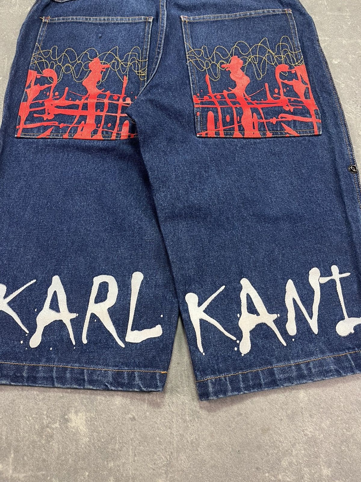 Karl Kani Karl Kani Printed Big Pockets Logo Long Denim Jorts Shorts Size US 30 / EU 46 - 11 Thumbnail