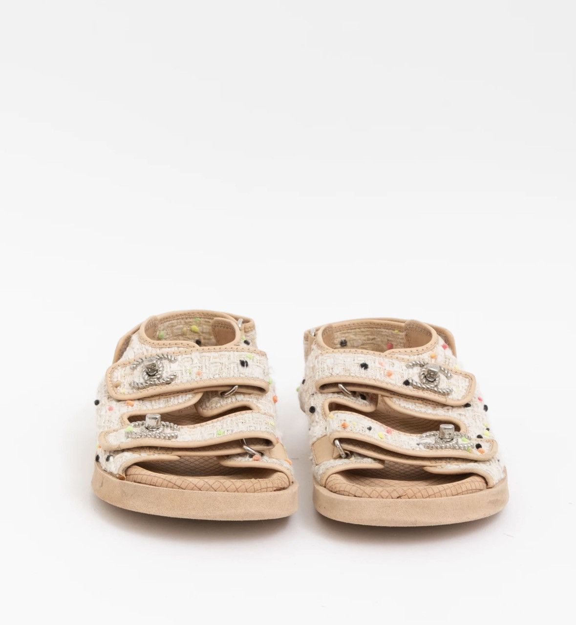 Chanel Authenticity Certificate✅ Chanel Tweed Dad Sandals 💕 Size US 8 / IT 38 - 2 Thumbnail