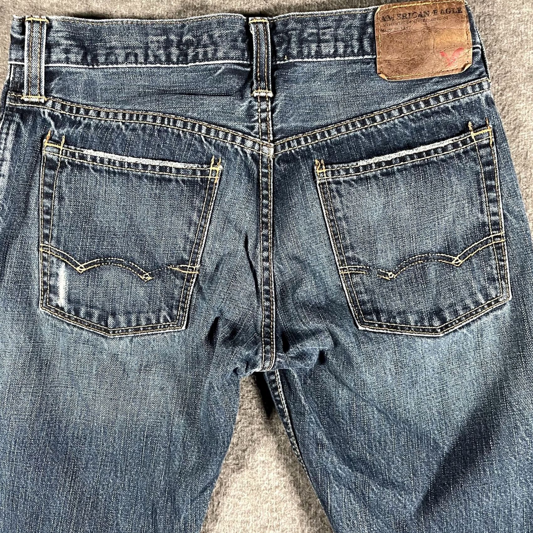 American Eagle Outfitters American Eagle Jeans Mens 30x30 Blue Straight Leg Distressed Denim 30in Regular Waist 30in Hong Kong Black? Size US 30 / EU 46 - 4 Thumbnail