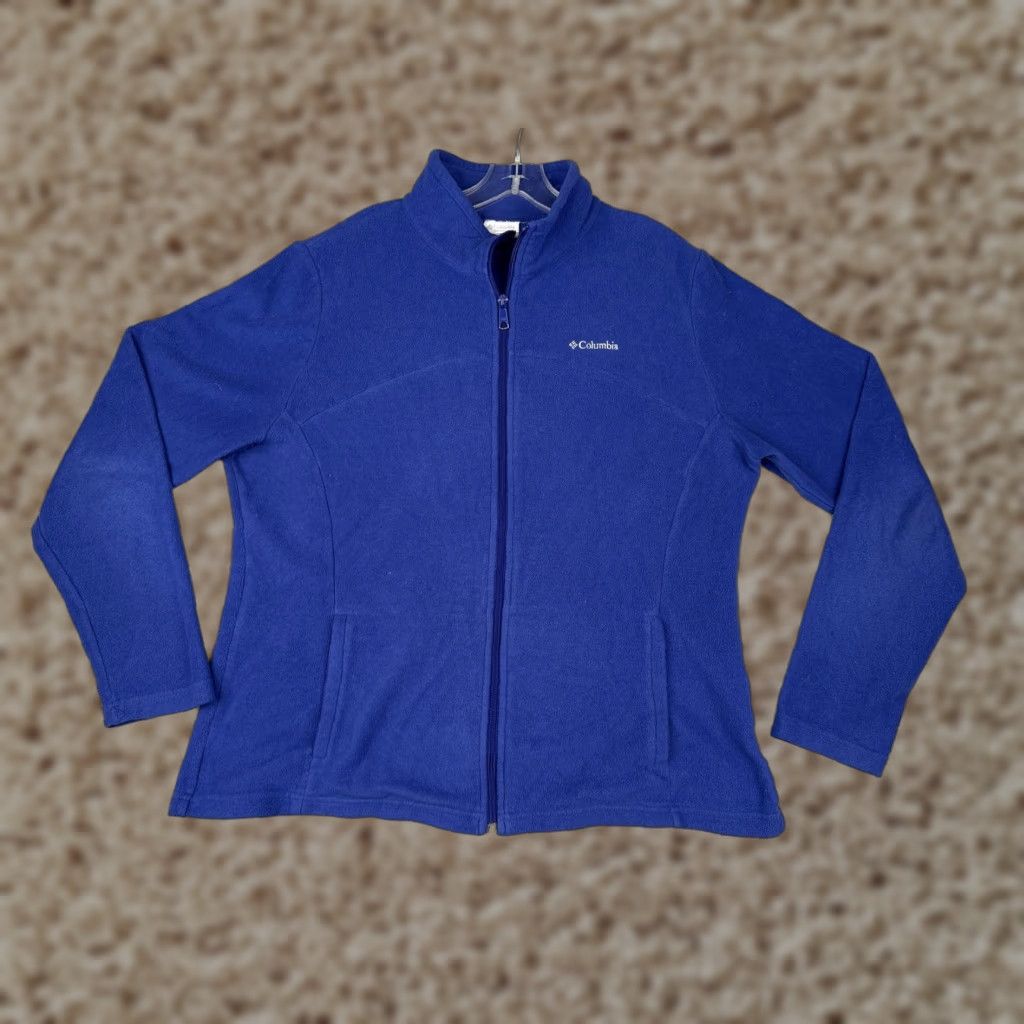 Vintage Columbia Jacket Womens XL Blue Fleece Full Zip Stand Collar Pockets Soft Hiking Size XL / US 12-14 / IT 48-50 - 1 Thumbnail