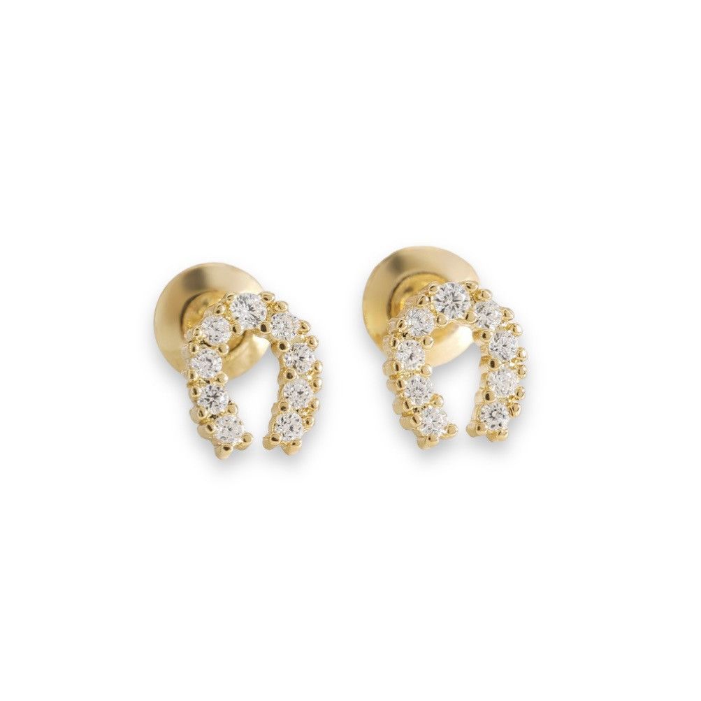 Other CZ Tiny Horseshoe Stud Earrings for Women Daily Simple Style Size ONE SIZE - 1 Thumbnail