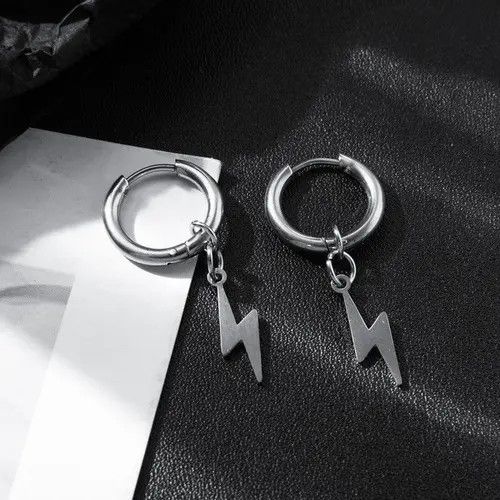 Other × Sterling Silver 925 Silver Plated Lightning Dangle Drop Earrings for Men Size ONE SIZE - 2 Thumbnail