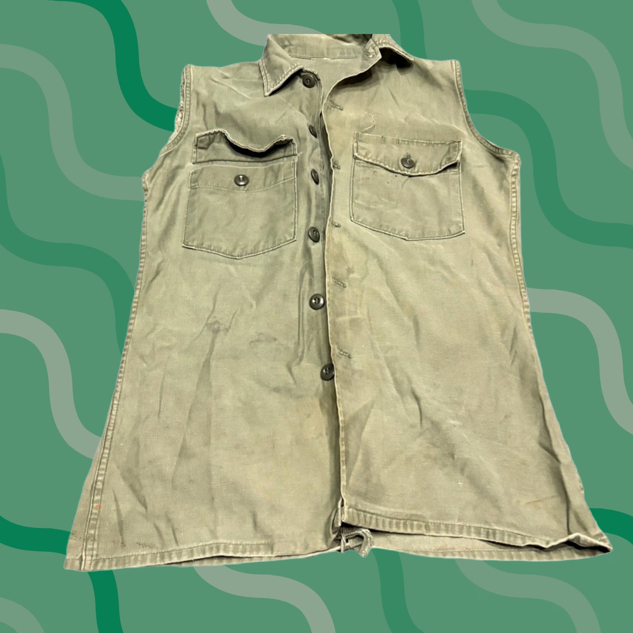 Vintage VINTAGE OG107 Vest Mens M Green Cotton J1 Size US M / EU 48-50 / 2 - 1 Thumbnail