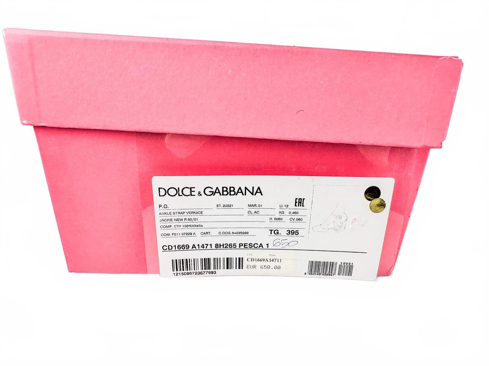 Patent Leather Ankle-Strap Pumps Peach Logo Heel 39.5 EU NWT