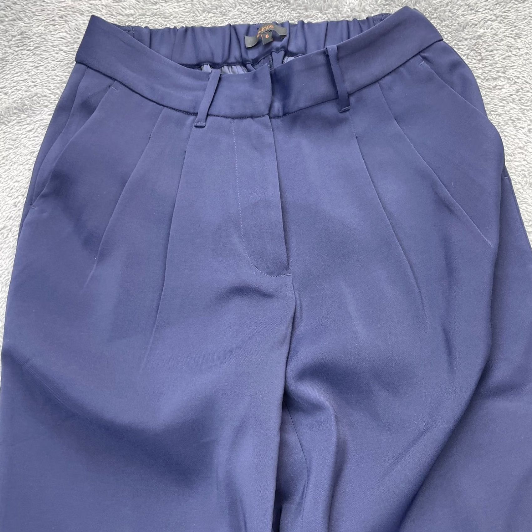 Quince Quince Pants Womens 6 Blue Dress Pleated Straight Leg Stretch Formal Office Wear Size 28" / US 6 / IT 42 - 2 Thumbnail