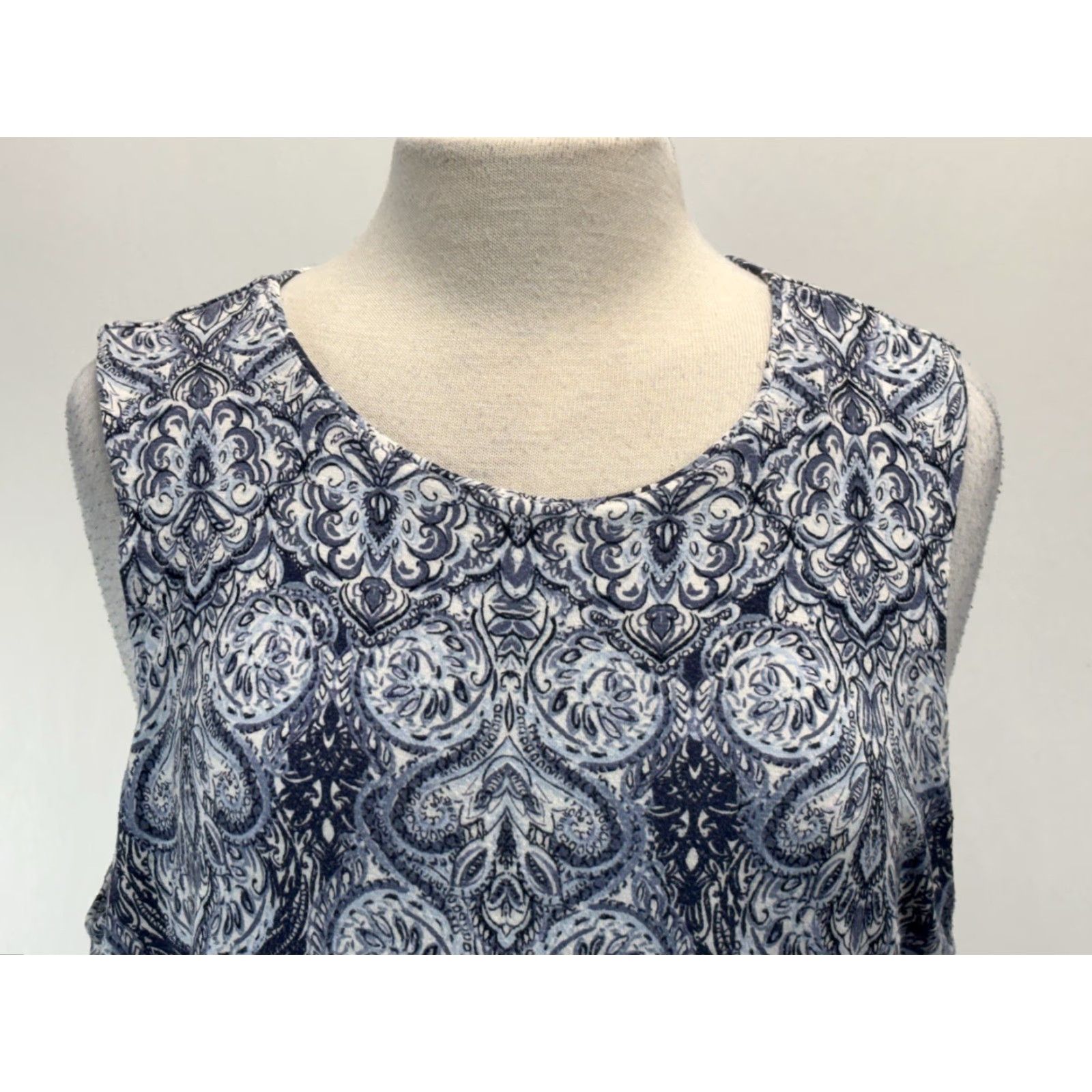 J. Jill VINTAGE J. Jill Maxi Dress Womens Large Sleeveless Jersey Dress Blue White 90s Long Pullover Size L / US 10 / IT 46 - 5 Thumbnail