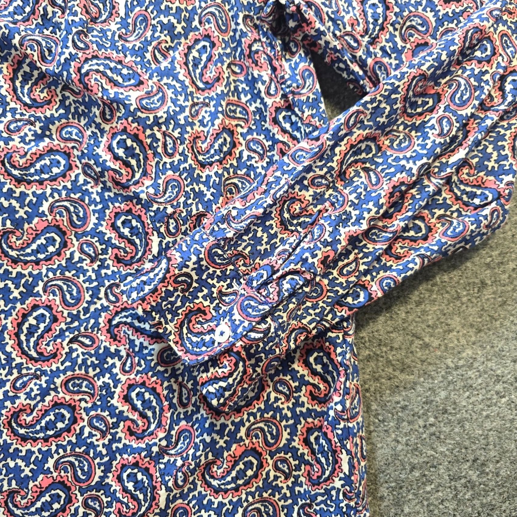 J.Crew J.CREW Blouse Womens Size 8 Long Sleeve Round Neck Paisley Floral Blue Pink Casual Popover Lightweight Spring Summer Regular Women Size M / US 6-8 / IT 42-44 - 4 Thumbnail