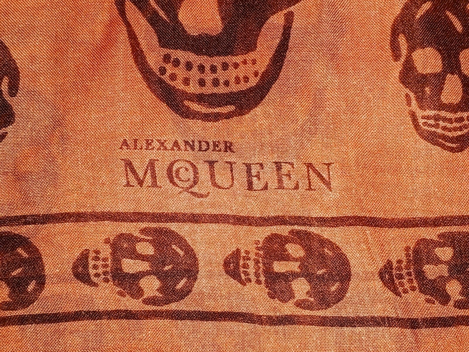 Alexander McQueen ALEXANDER MCQUEEN AMQ Signature Skull Orange Silk Scarf Size ONE SIZE - 2 Thumbnail