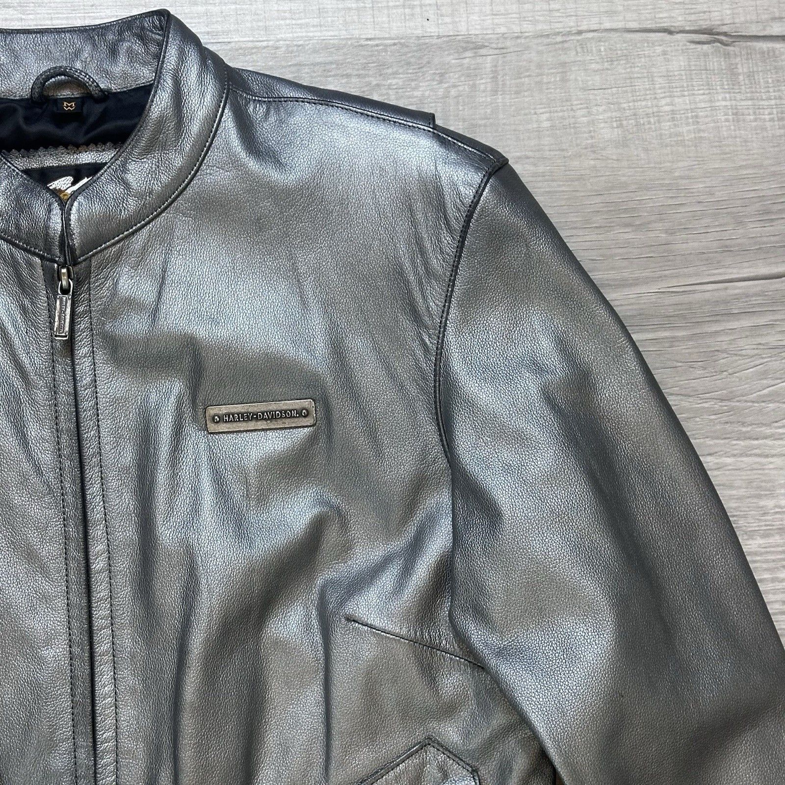 Harley Davidson Harley Davidson Genuine Leather Motorcycle Jacket Silver Size M / US 6-8 / IT 42-44 - 4 Thumbnail