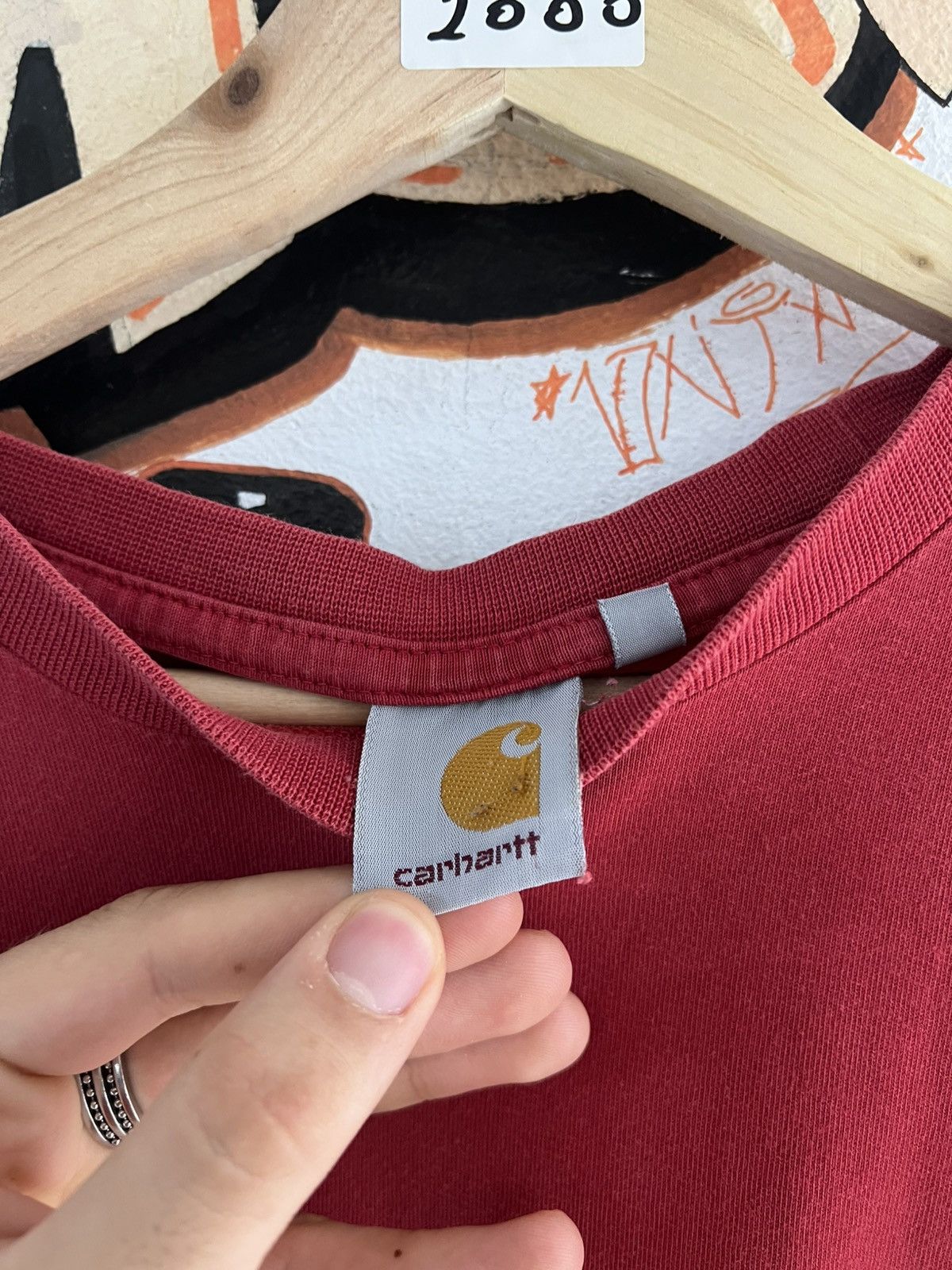 Carhartt Carhartt Red T-Shirt Spellout Size US L / EU 52-54 / 3 - 3 Thumbnail