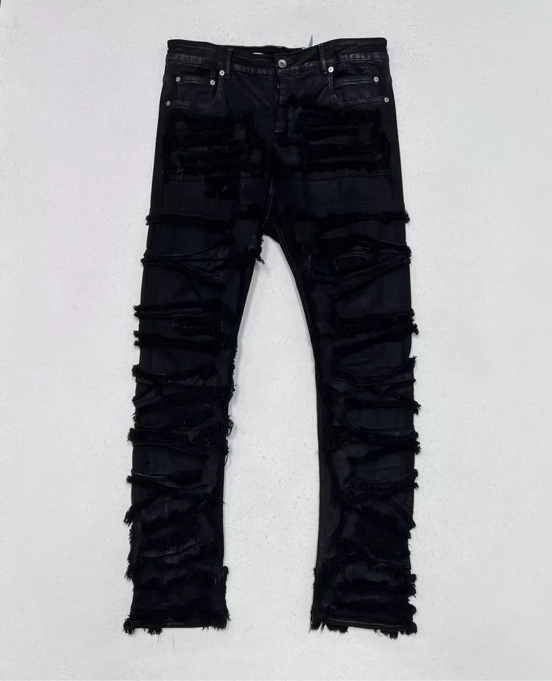 Rick Owens Rick Owens Erosion knife cuts wax surface to make worn trou Size US 34 / EU 50 - 1 Thumbnail