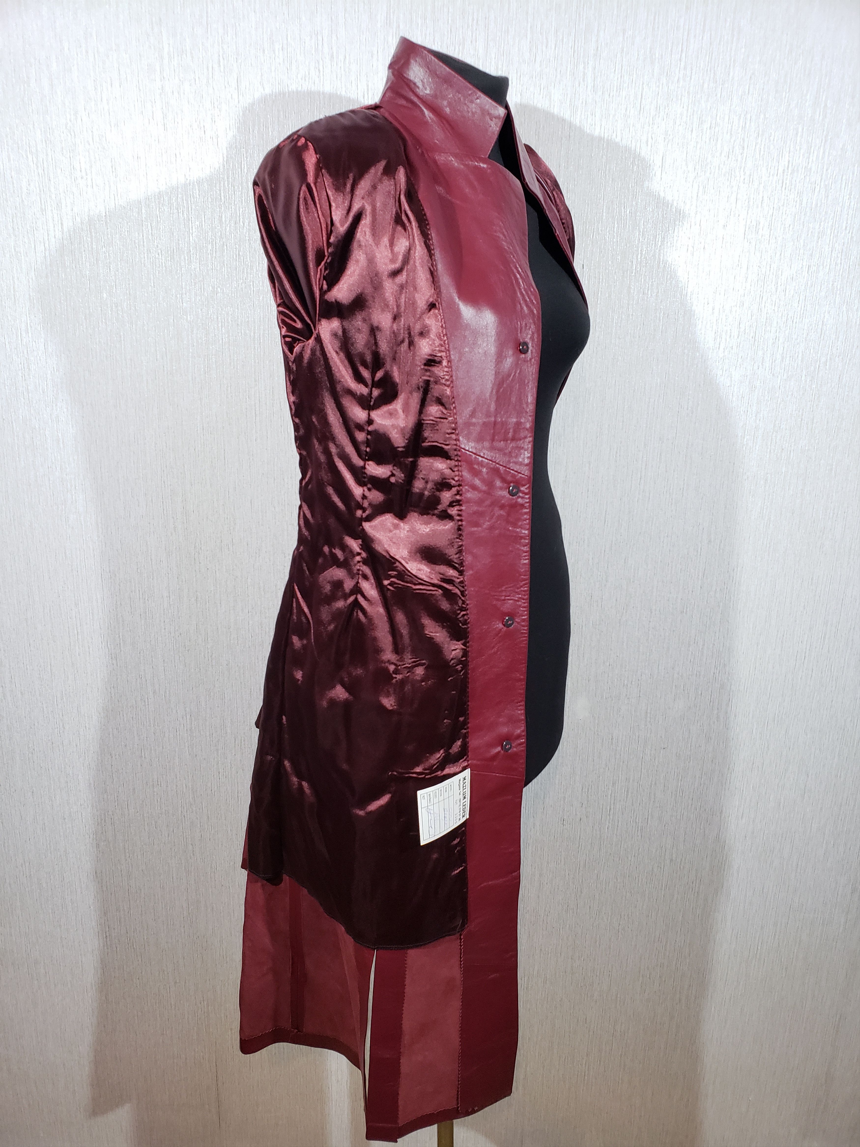 Other Cute women's long burgundy leather jacket. Size L / US 10 / IT 46 - 6 Thumbnail