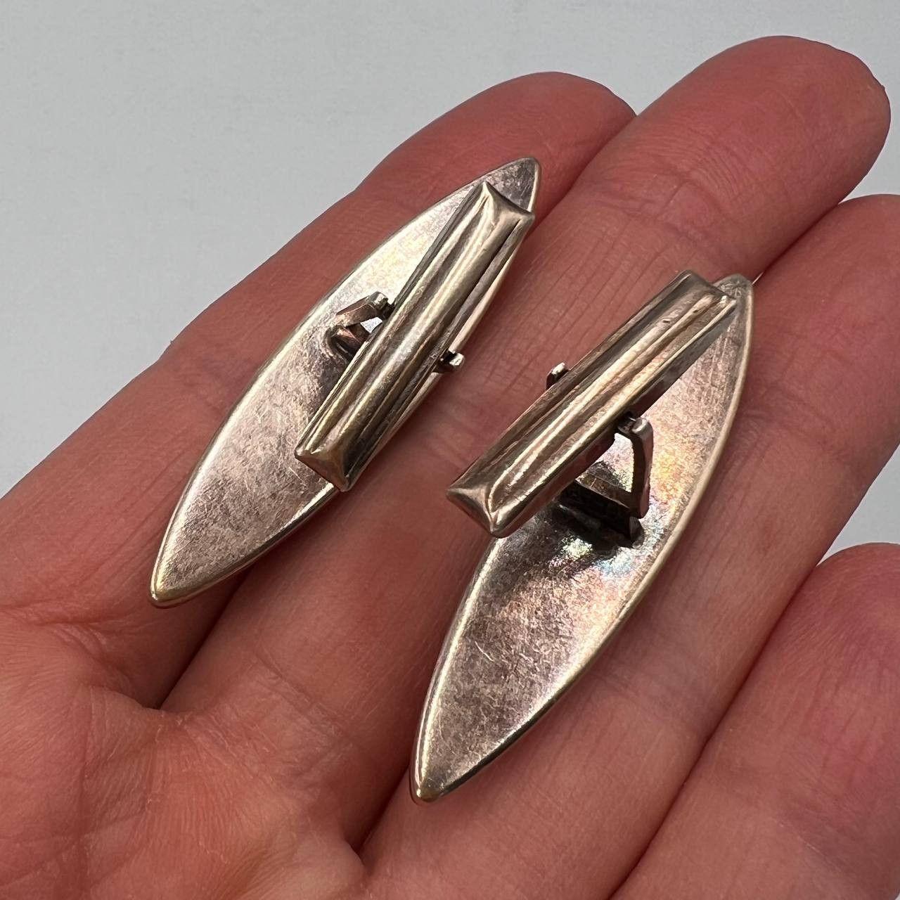 Vintage Huge Vintage USSR Gilt Silver 875 Jewelry Cufflinks Marked Size ONE SIZE - 2 Thumbnail