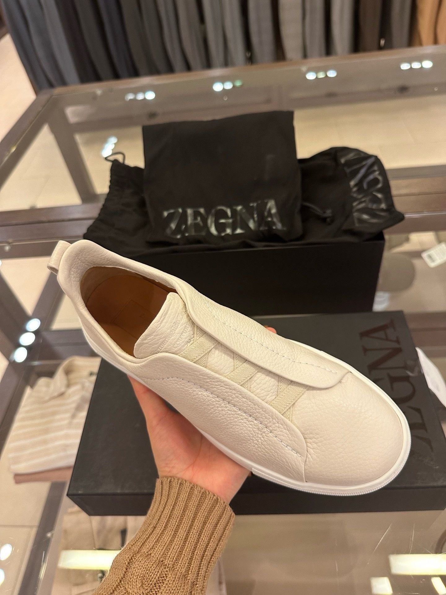 Ermenegildo Zegna Zegna Men's White Leather Sneakers Size US 6 / EU 39 - 3 Thumbnail