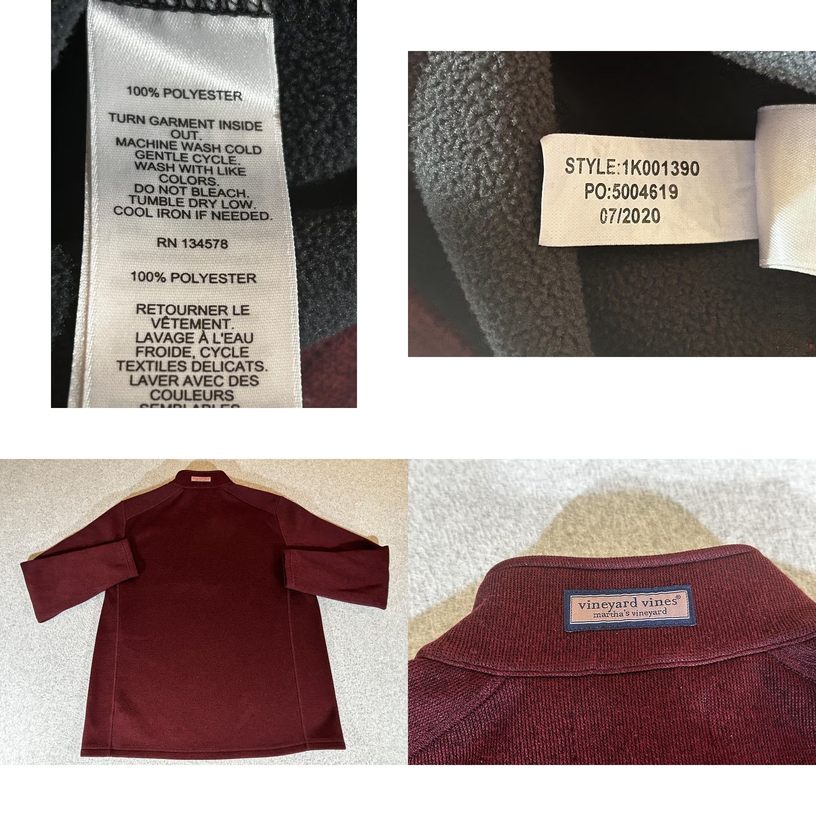 Vineyard Vines Vineyard Vines Pullover Mens L Sweatshirt 1/4 Zip Mock Neck Fleece Red Long Sleeve Logo Pocket Size US L / EU 52-54 / 3 - 8 Thumbnail