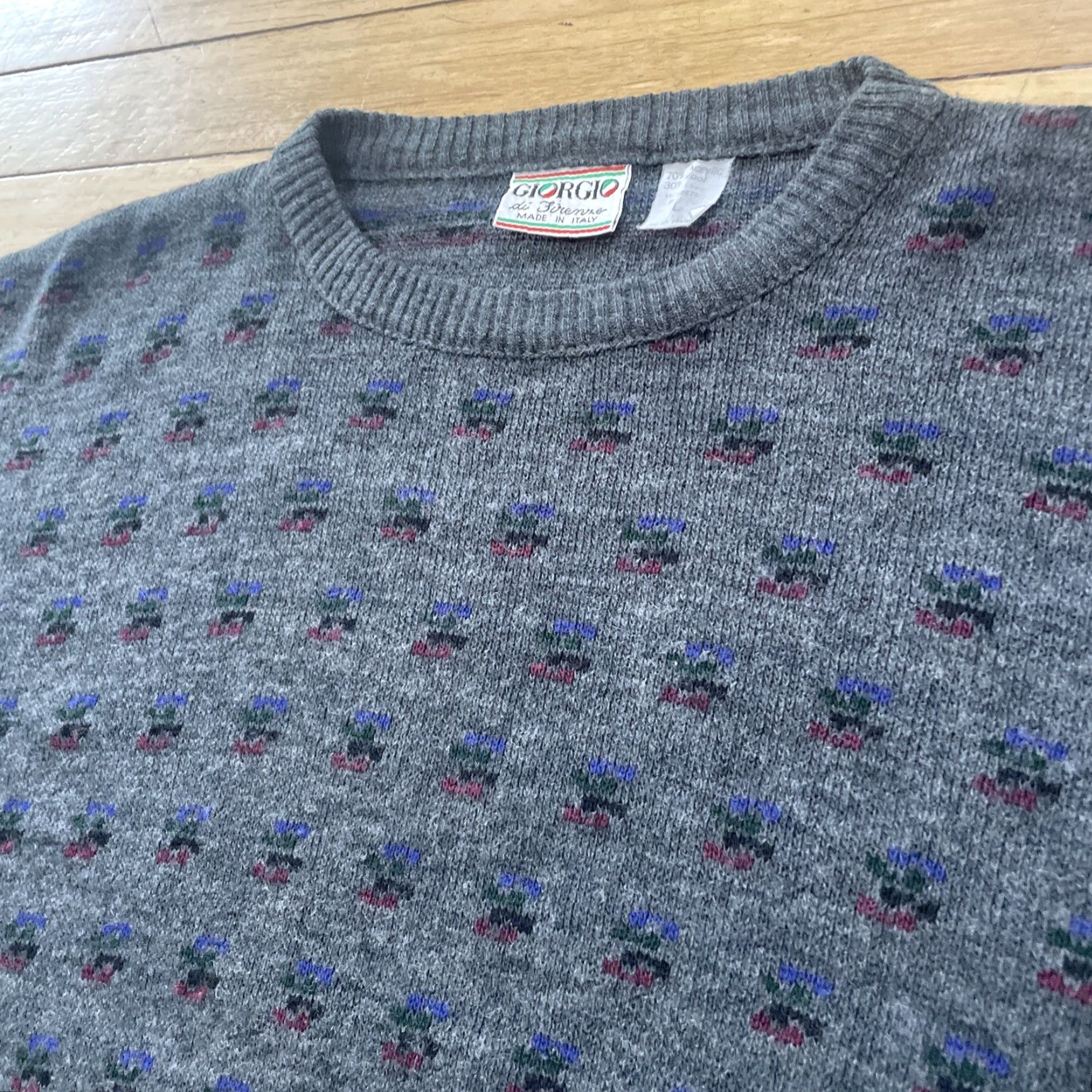 Vintage VINTAGE Giorgio Di Firenze Geometric Wool Sweater Men L Gray Knit 90s Capsule Pullover Size US L / EU 52-54 / 3 - 2 Thumbnail