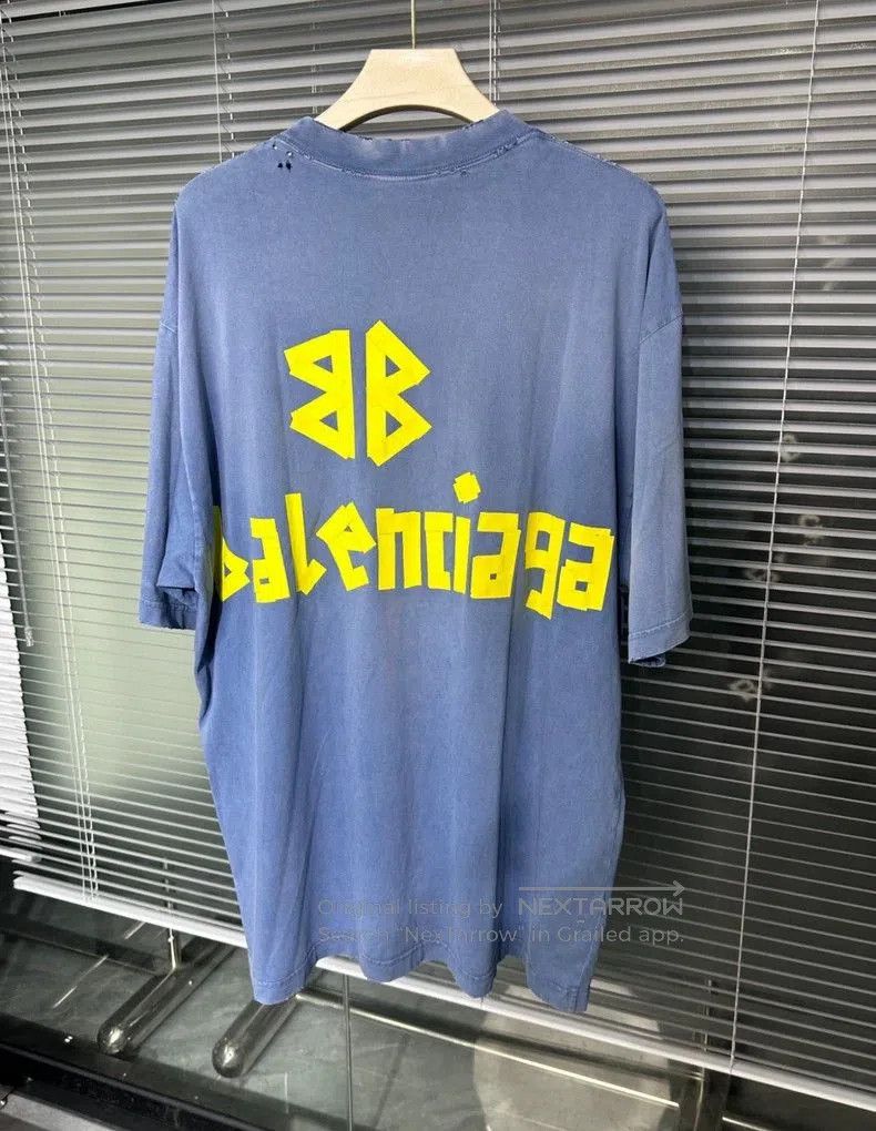 Balenciaga Balenciaga Blue Tape Short Sleeve T-shirt. Size US XL / EU 56 / 4 - 3 Thumbnail