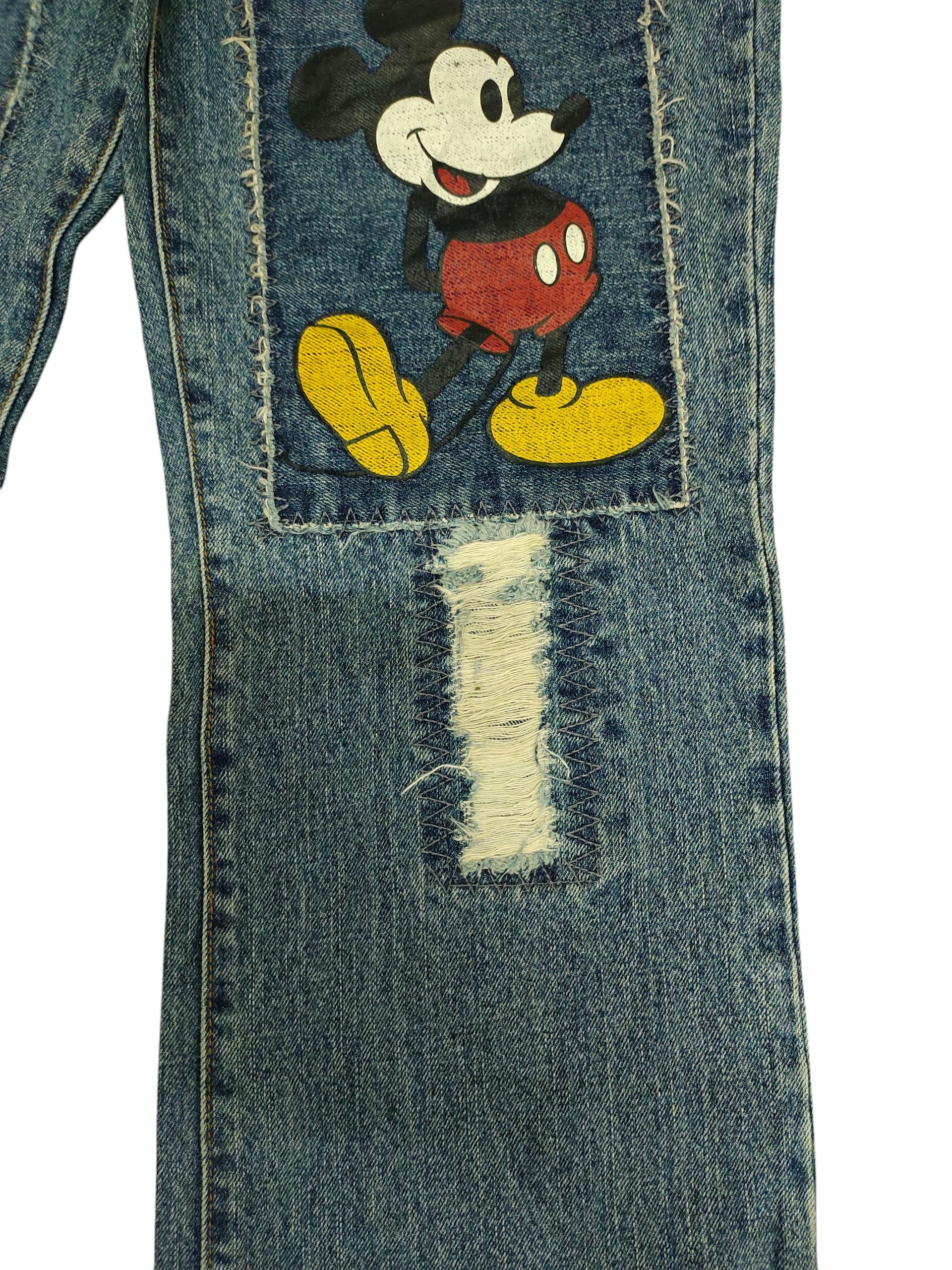 Mickey Mouse Vintage 90s Mickey Mouse Patchwork Clawmark Distress Jeans Size US 32 / EU 48 - 3 Thumbnail