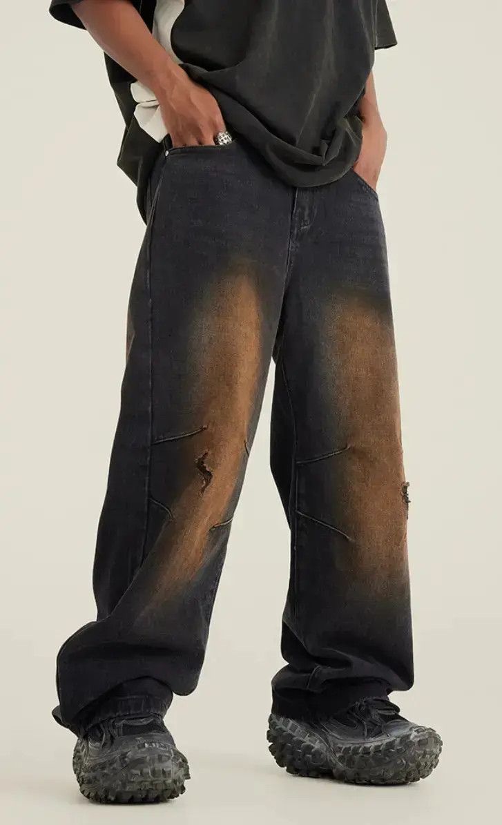 Japanese Brand Retro street wash grunge micro flared wide leg jeans Size US 32 / EU 48 - 1 Thumbnail