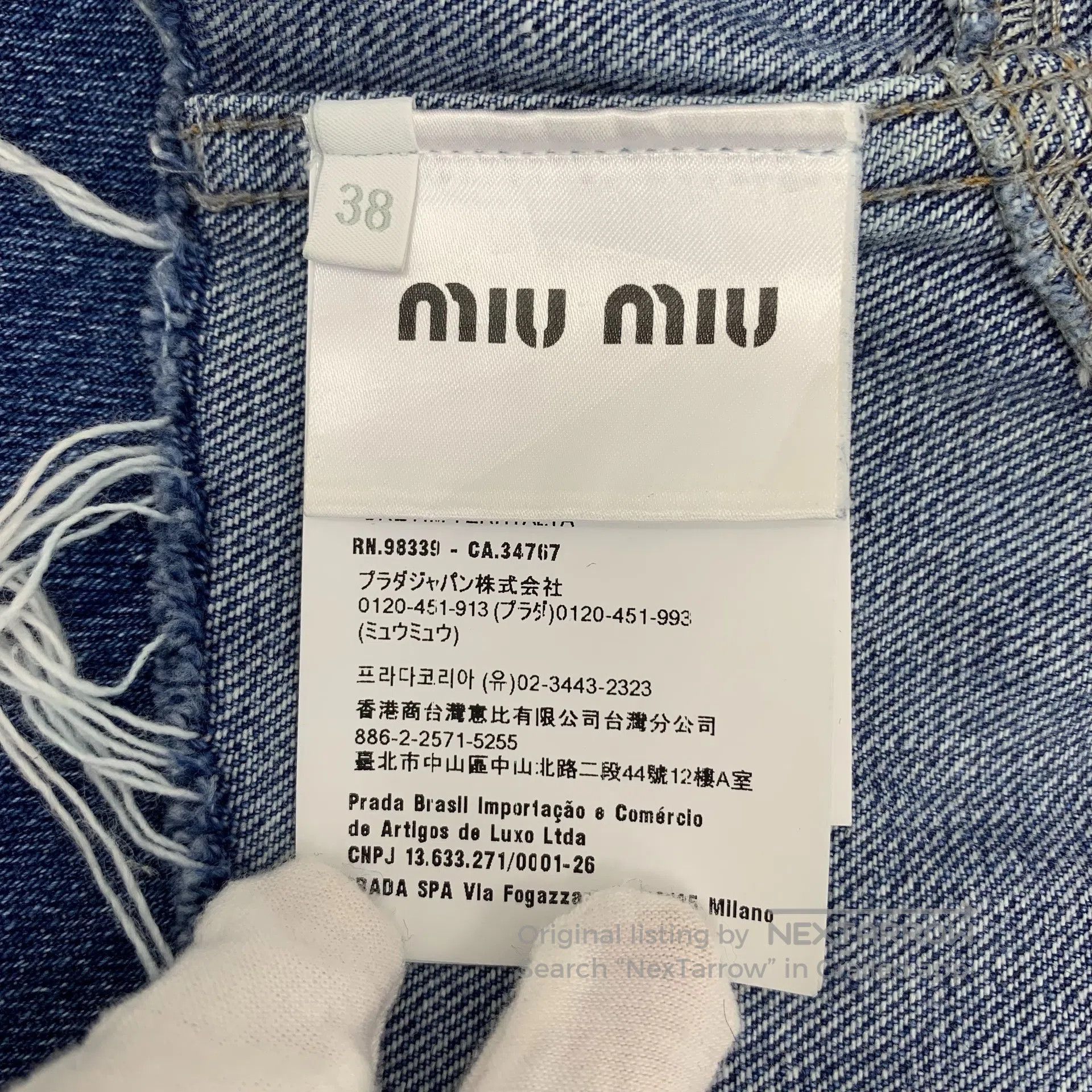 Miu Miu Miu Miu Dark Blue Washed Cotton Logo Letter Embroidered Si Size XS / US 0-2 / IT 36-38 - 8 Thumbnail