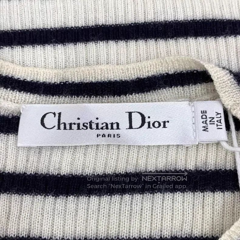 Dior Dior Color-blocked striped bee embroidery cashmere round-n Size XXS / US 00 / IT 34 - 6 Thumbnail