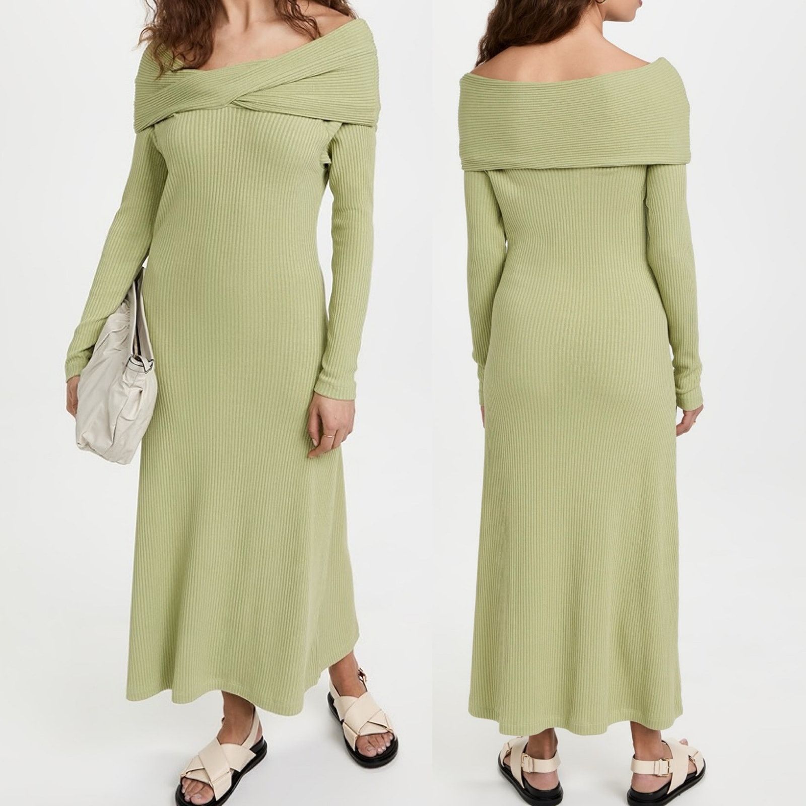 Mara Hoffman NWOT MARA HOFFMAN Light Green Stretchy Ribbed Emery Dress L Size L / US 10 / IT 46 - 1 Thumbnail