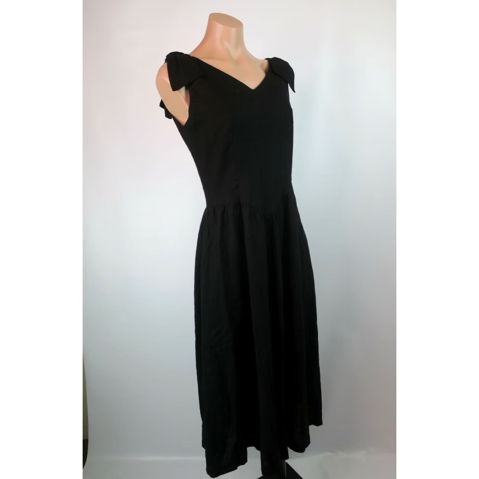 Vintage Vintage Lanz Originals Dress Sz 6 Black Fit flare LBD Bow Strap 1950s Size M / US 6-8 / IT 42-44 - 4 Thumbnail