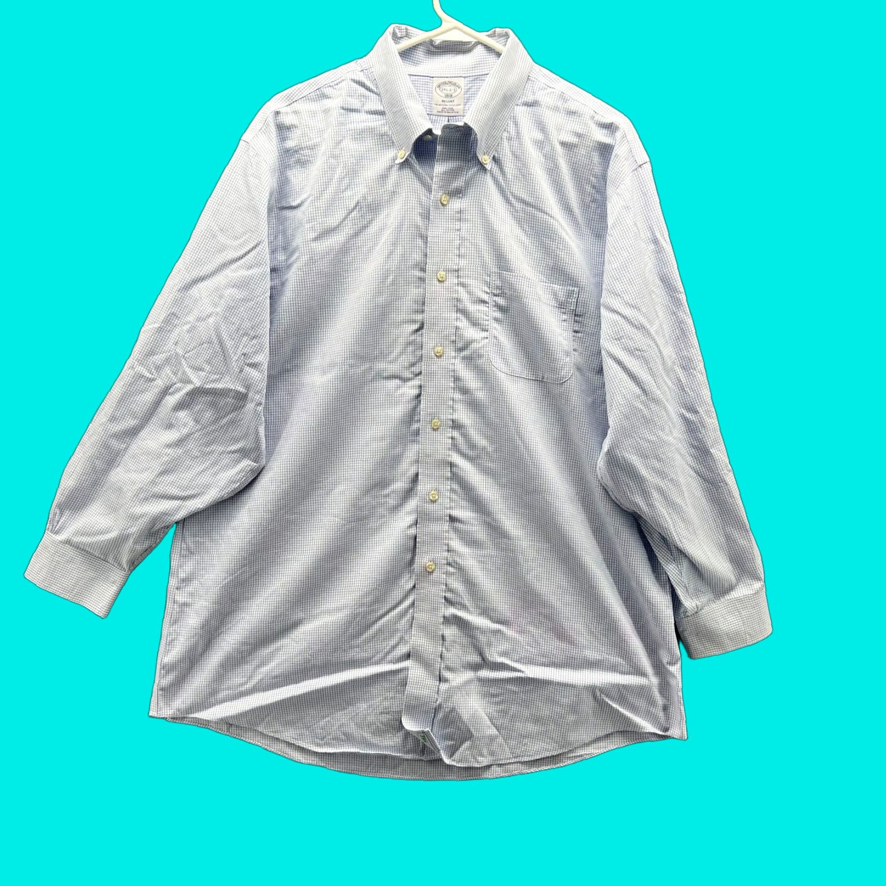 Brooks Brothers Brooks Brothers 1818 Shirt Men 17.5 2/3 Blue Gingham Button-Up Oxford Regent Shirt Size US XXL / EU 58 / 5 - 1 Thumbnail