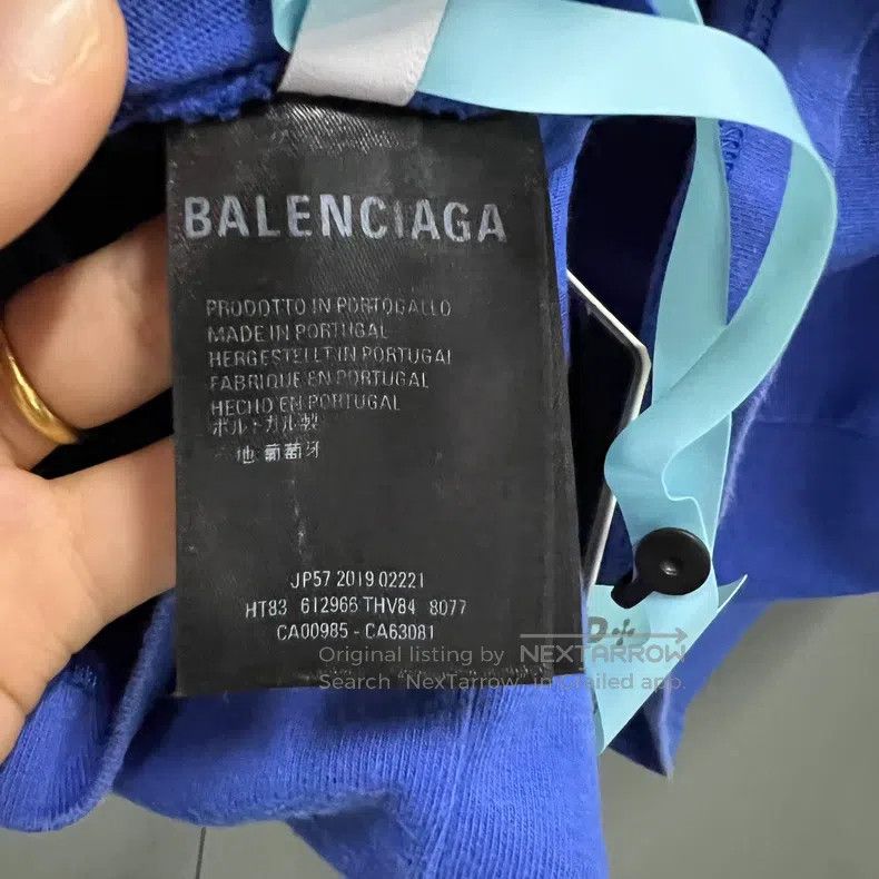 Balenciaga Balenciaga Blue Wheat Logo Short Sleeve Size US S / EU 44-46 / 1 - 5 Thumbnail