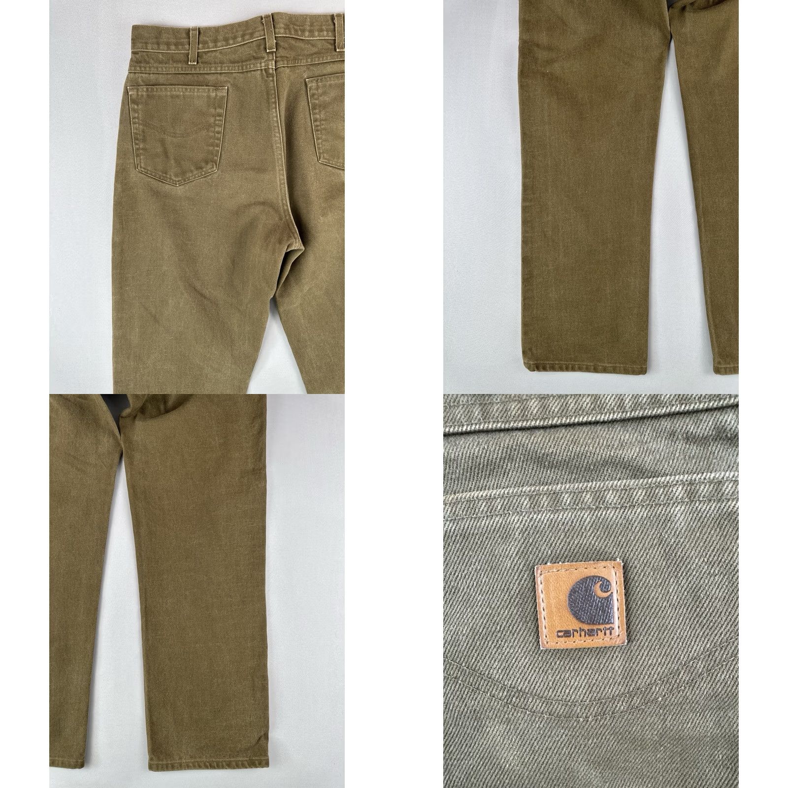 Carhartt VINTAGE Carhartt B161 BRK Canvas Work Pants Olive Brown 38x36 Jeans Workwear Mens Olive Brown Cotton Denim 36in Inseam Distressed 90s? (adjusted) Size US 36 / EU 52 - 9 Thumbnail