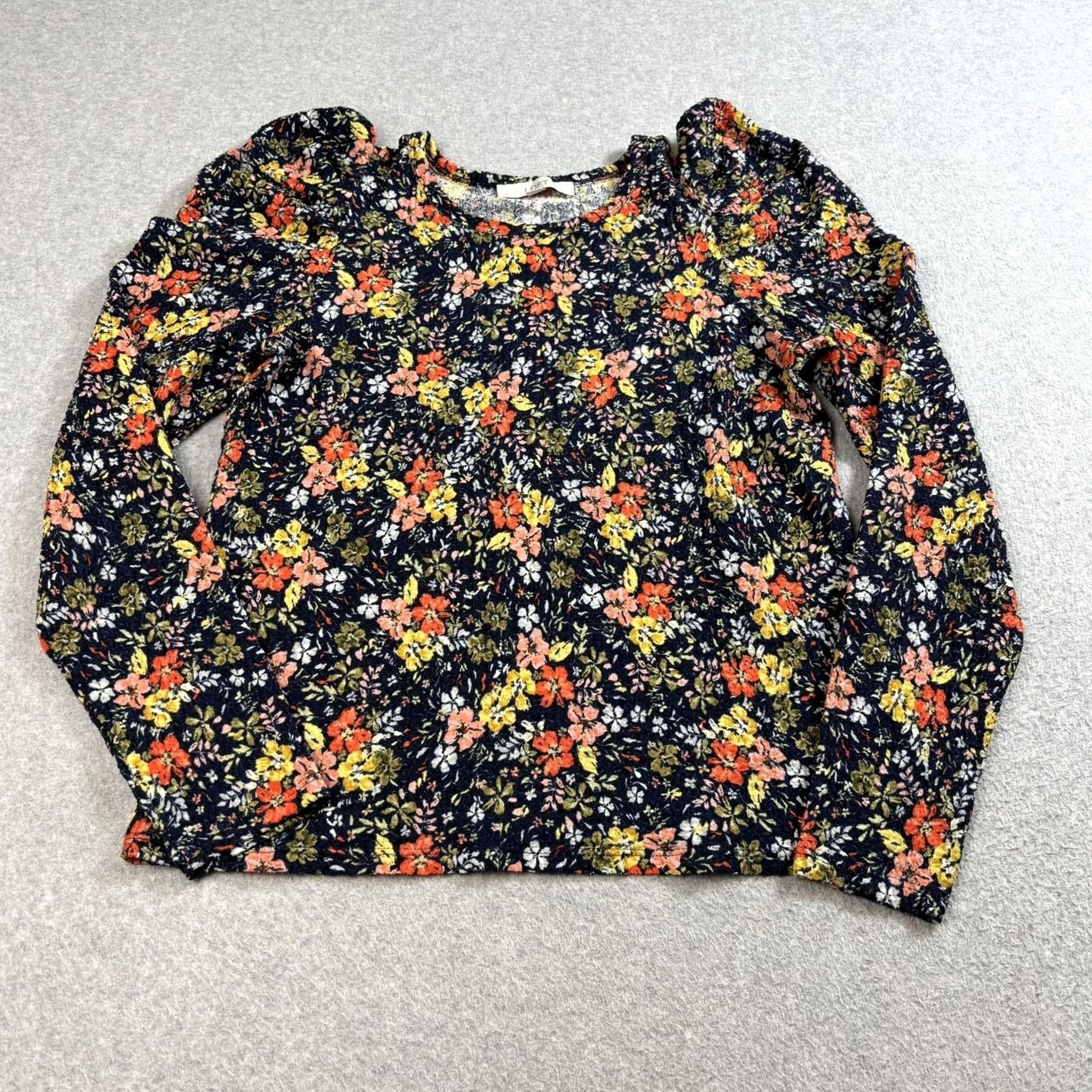 Loft LOFT Shirt Womens Medium Navy Floral Puff Sleeve Long Sleeve Boho Casual Blouse M Navy Floral Pattern Womens LOFT Size M / US 6-8 / IT 42-44 - 2 Thumbnail