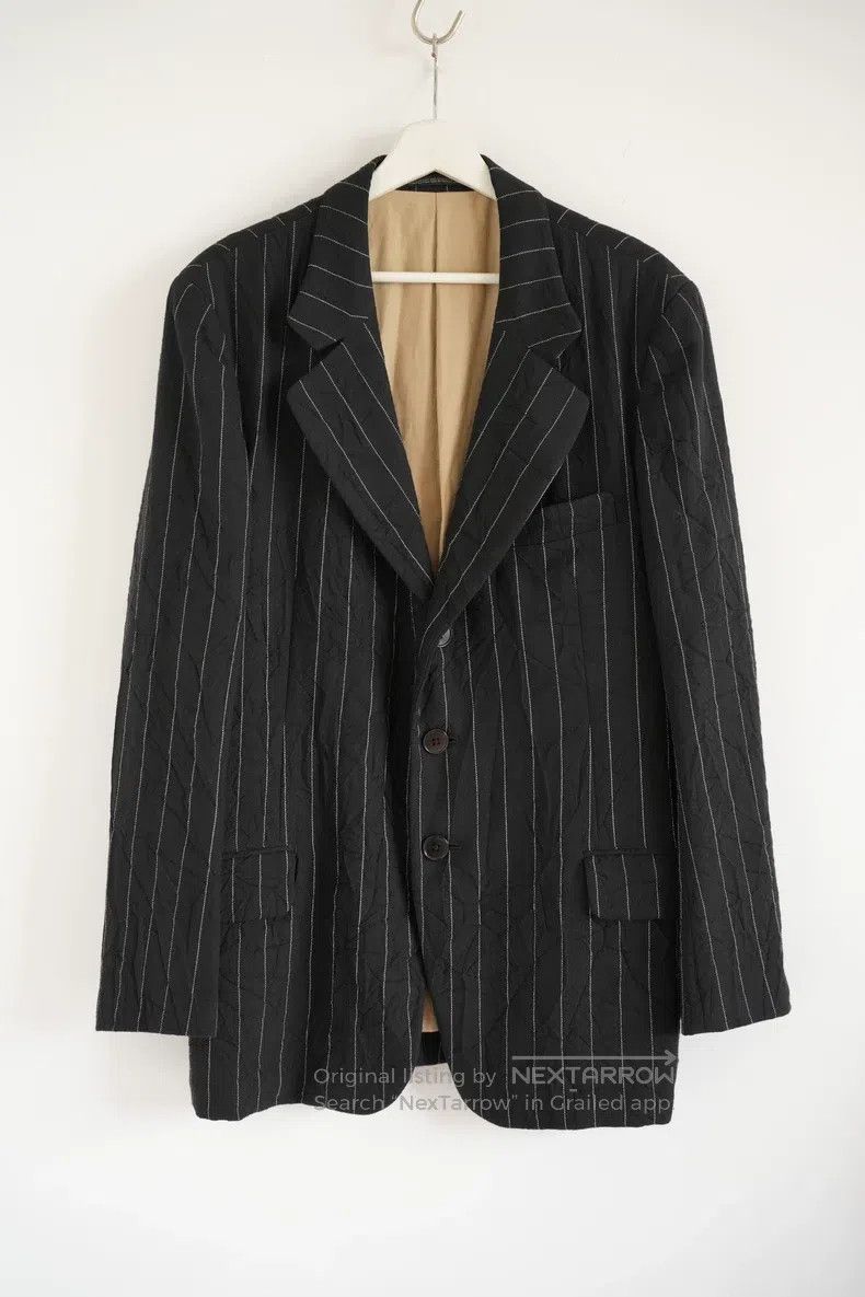 Yohji Yamamoto Yohji Yamamoto size 1 11aw Raven Stripe Pleated blazer Size 48R - 1 Thumbnail