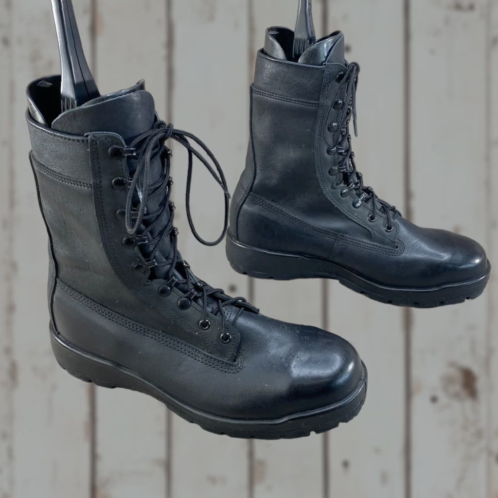 Vibram Belleville Mens W 10.5 Black Leather Steel Toe Combat Boots Lace Up Vibram Sole Size US 11 / EU 44 - 1 Thumbnail