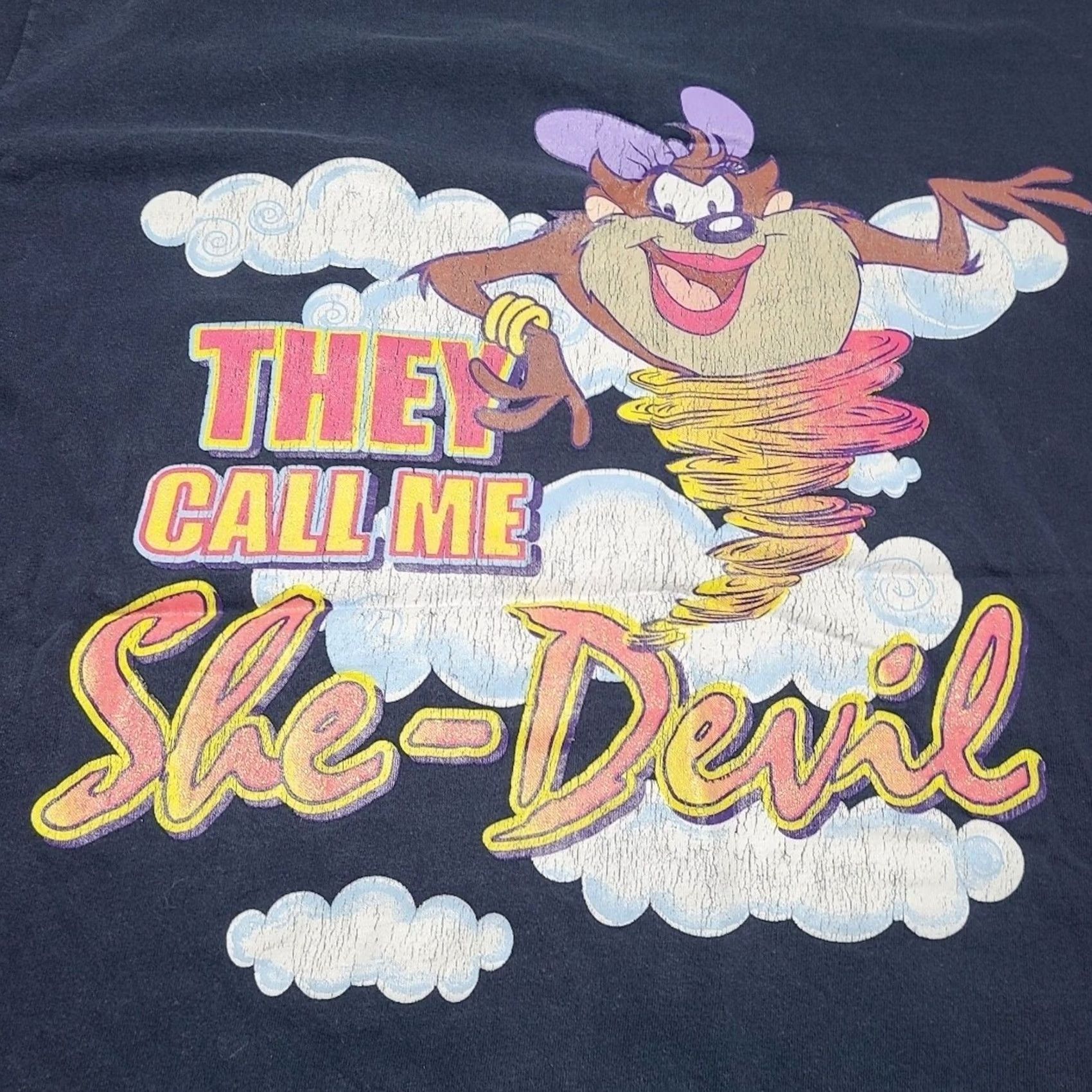 Vintage VINTAGE Looney Tunes Tasmanian She-Devil V-Neck T-Shirt Women 2XL Double Sided T-Shirt Womens Blue VTG Tasmanian 90s? Size XXL / US 16-18 / IT 52-54 - 4 Thumbnail