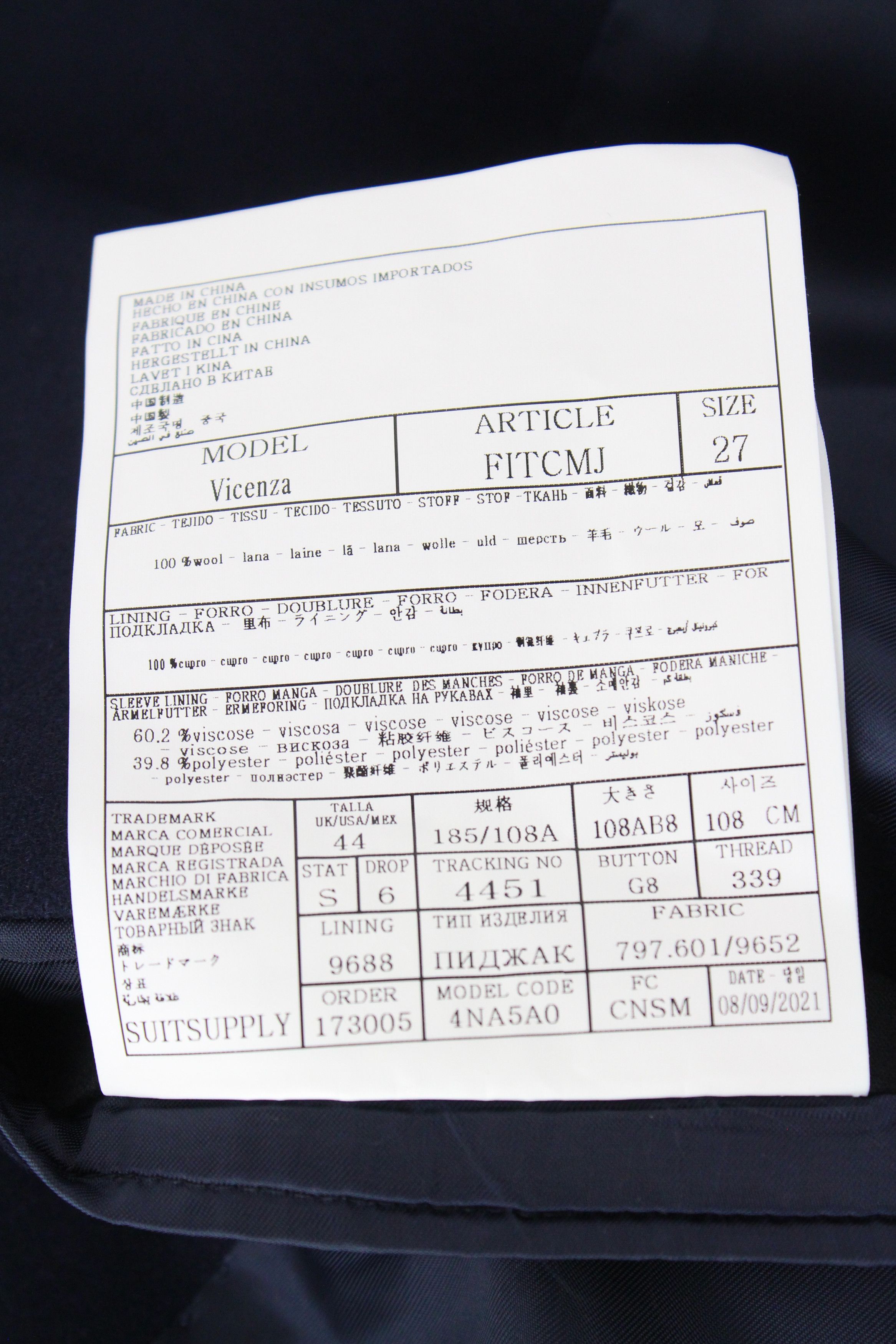 Suitsupply VICENZA UK44S Navy Wool Flannel Coat 66698 Size US L / EU 52-54 / 3 - 6 Thumbnail
