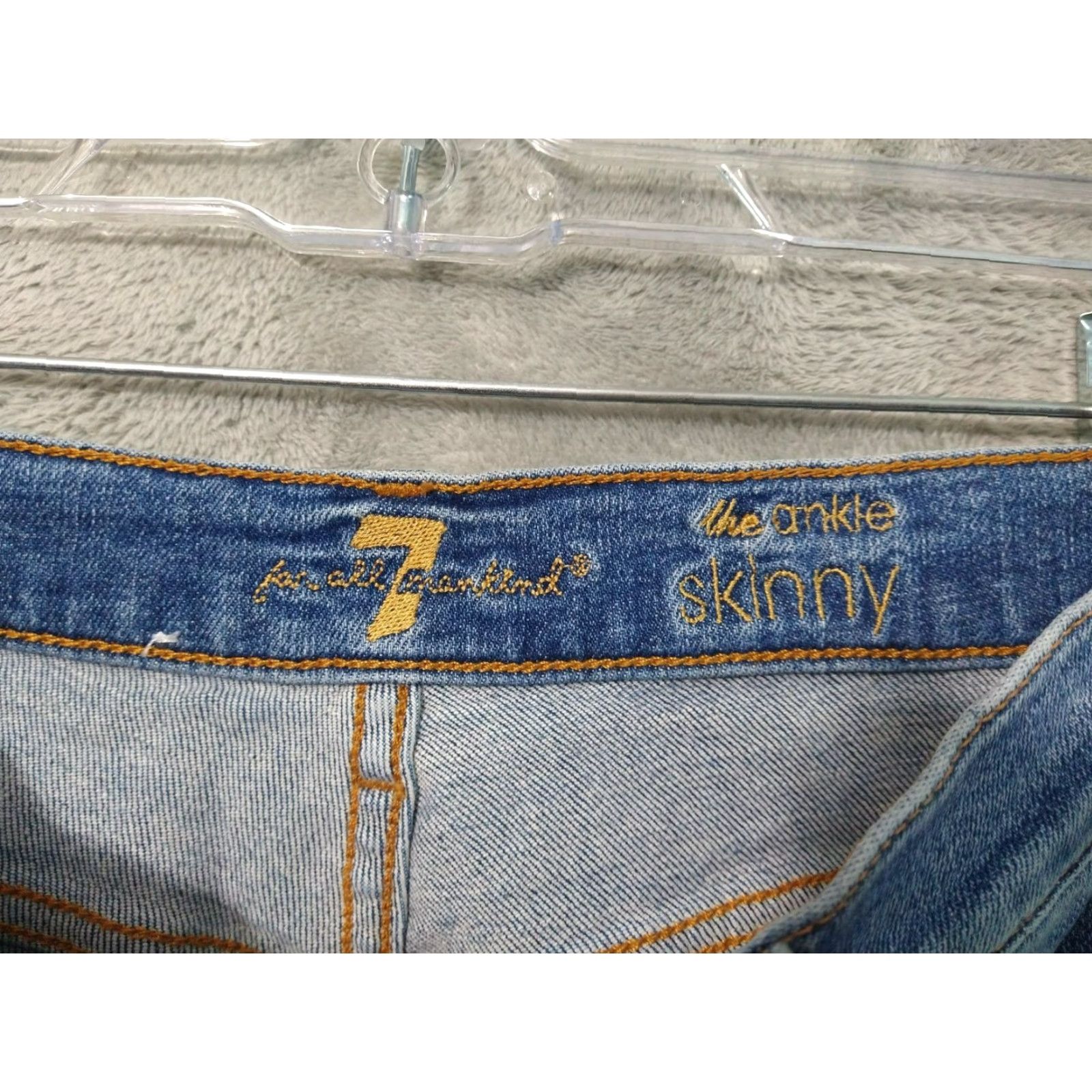 7 For All Mankind 7 For All Mankind Jeans Womens 26 Blue Denim Side Striped Ankle Skinny Stretch Shirt? Size 26" / US 2 / IT 38 - 7 Thumbnail