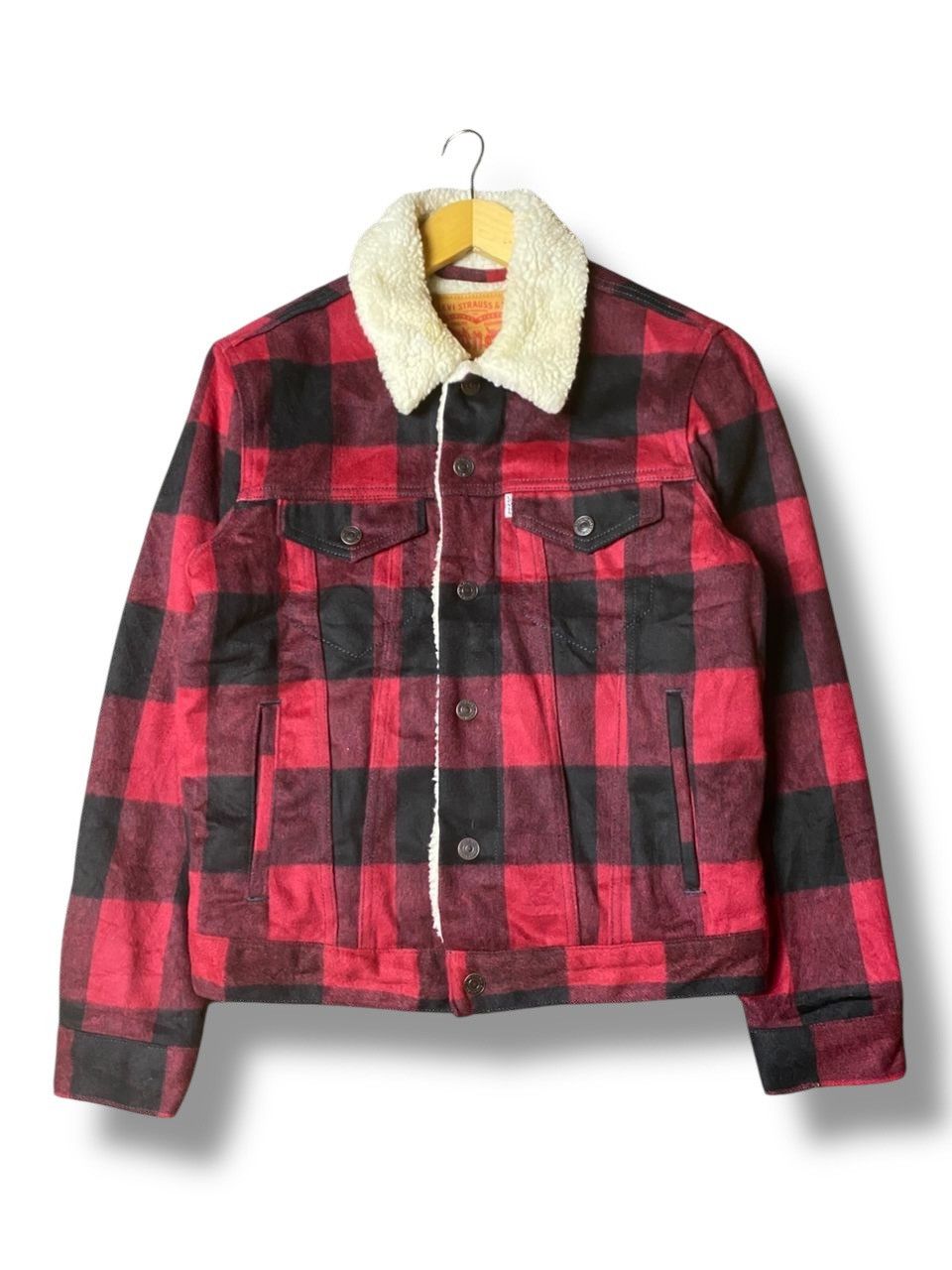 Levi's Levis Strauss & Co. Plaid Sherpa Jacket (146) Size US XXS / EU 40 - 1 Thumbnail
