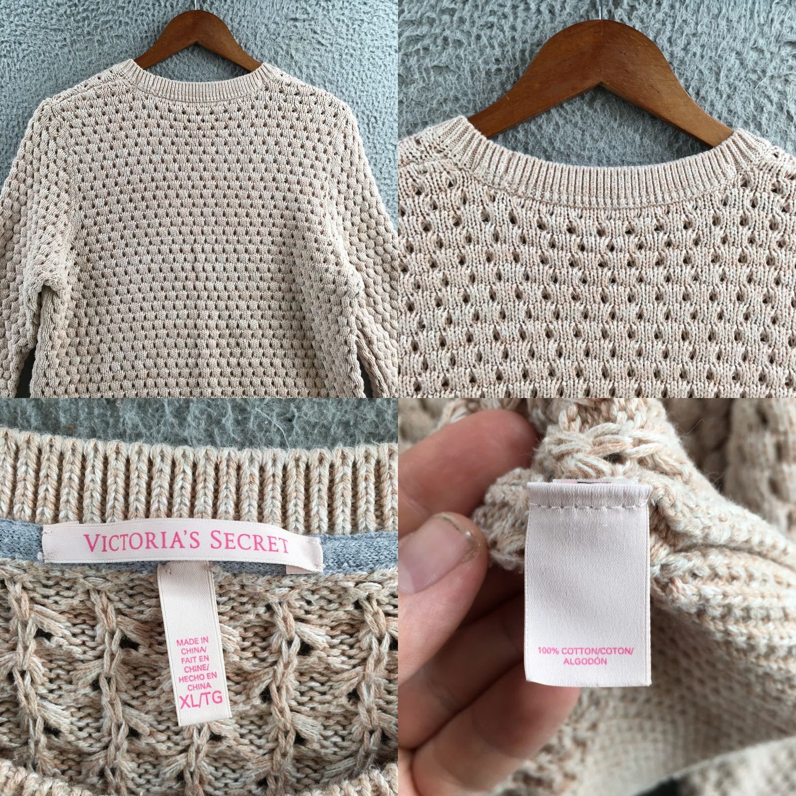 Victoria's Secret Victoria'S Secret Sweater Womens XL Beige Oatmeal Open Knit Pullover Cotton Size XL / US 12-14 / IT 48-50 - 8 Thumbnail