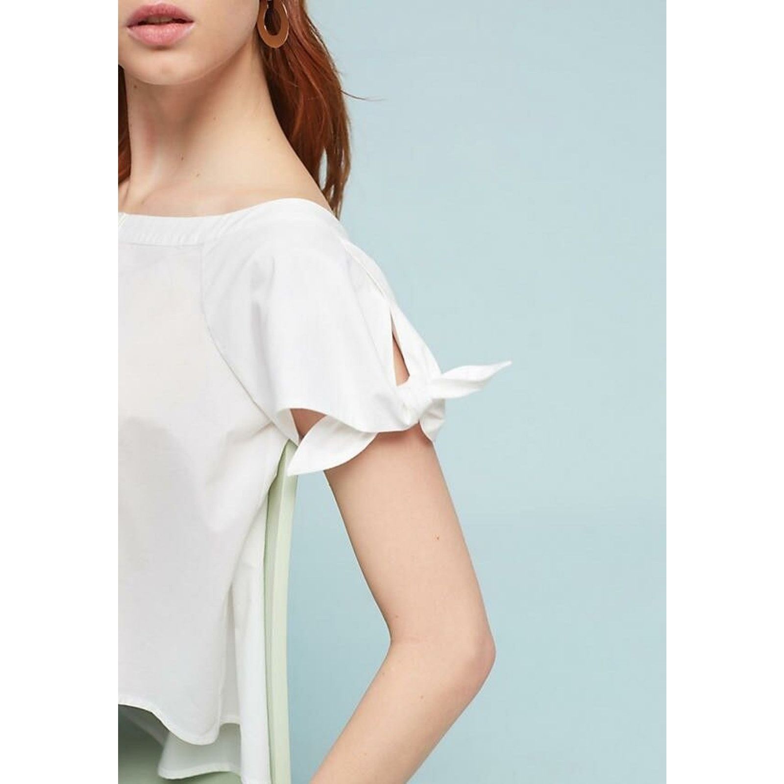 Corey Lynn Calter New Tie Sleeve Poplin Top by Corey Lynn Calter WHITE Sz M Size M / US 6-8 / IT 42-44 - 3 Thumbnail